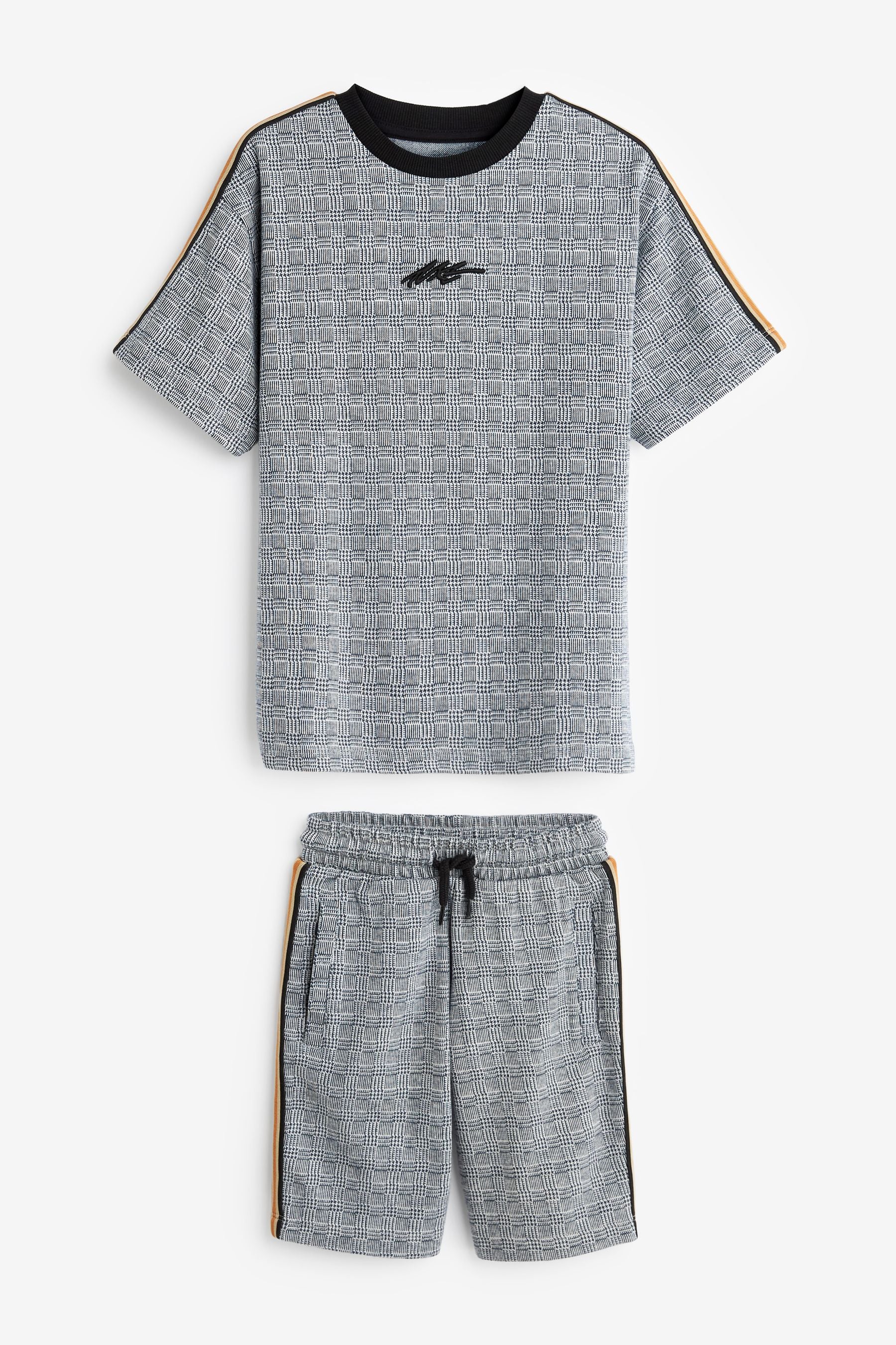 Grey Check T-Shirt And Short Set (3-16yrs)