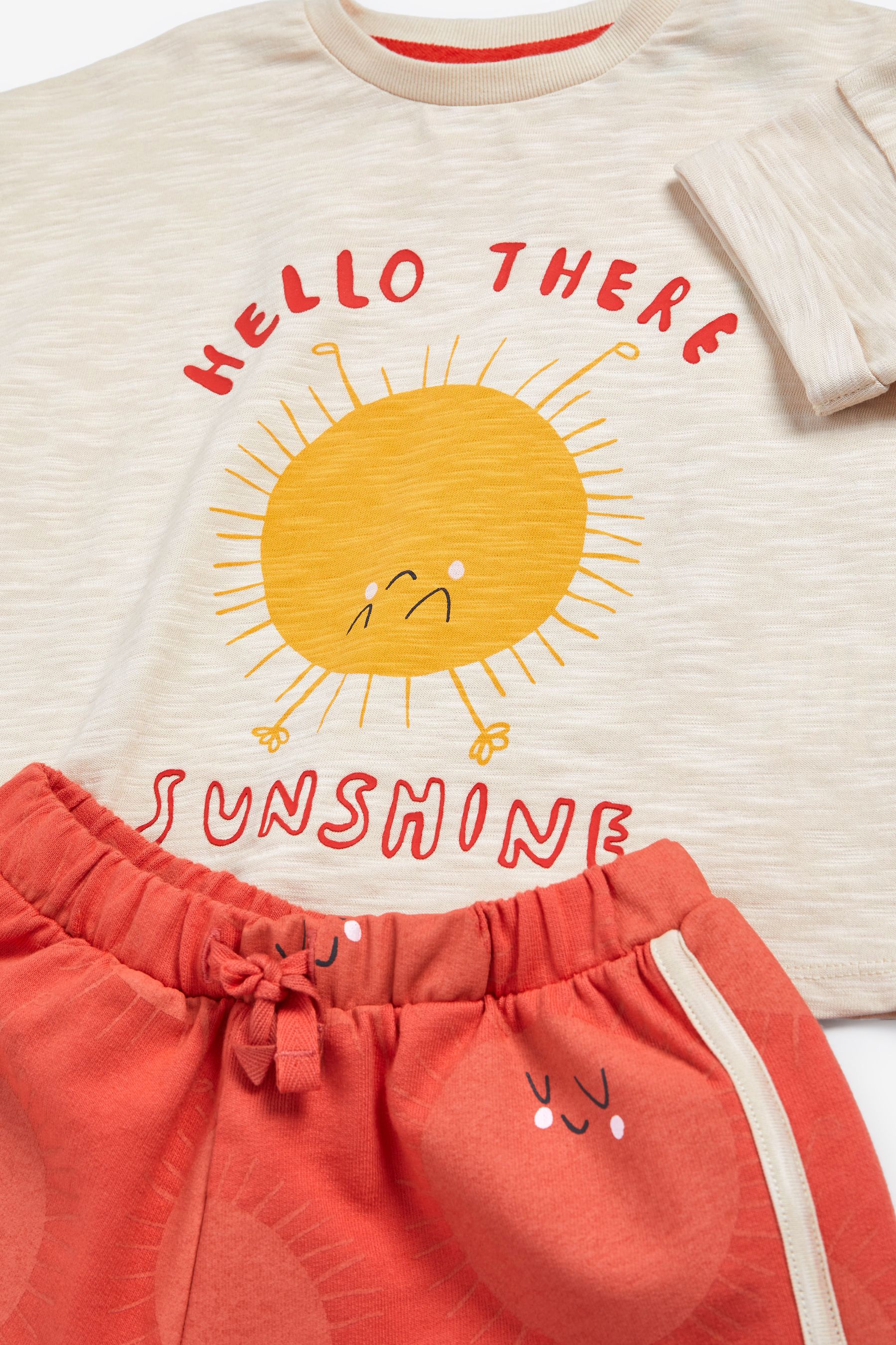 Red/Yellow Sunshine Graphic Short Sleeve T-Shirt And Shorts Co-ord Set (3mths-7yrs)