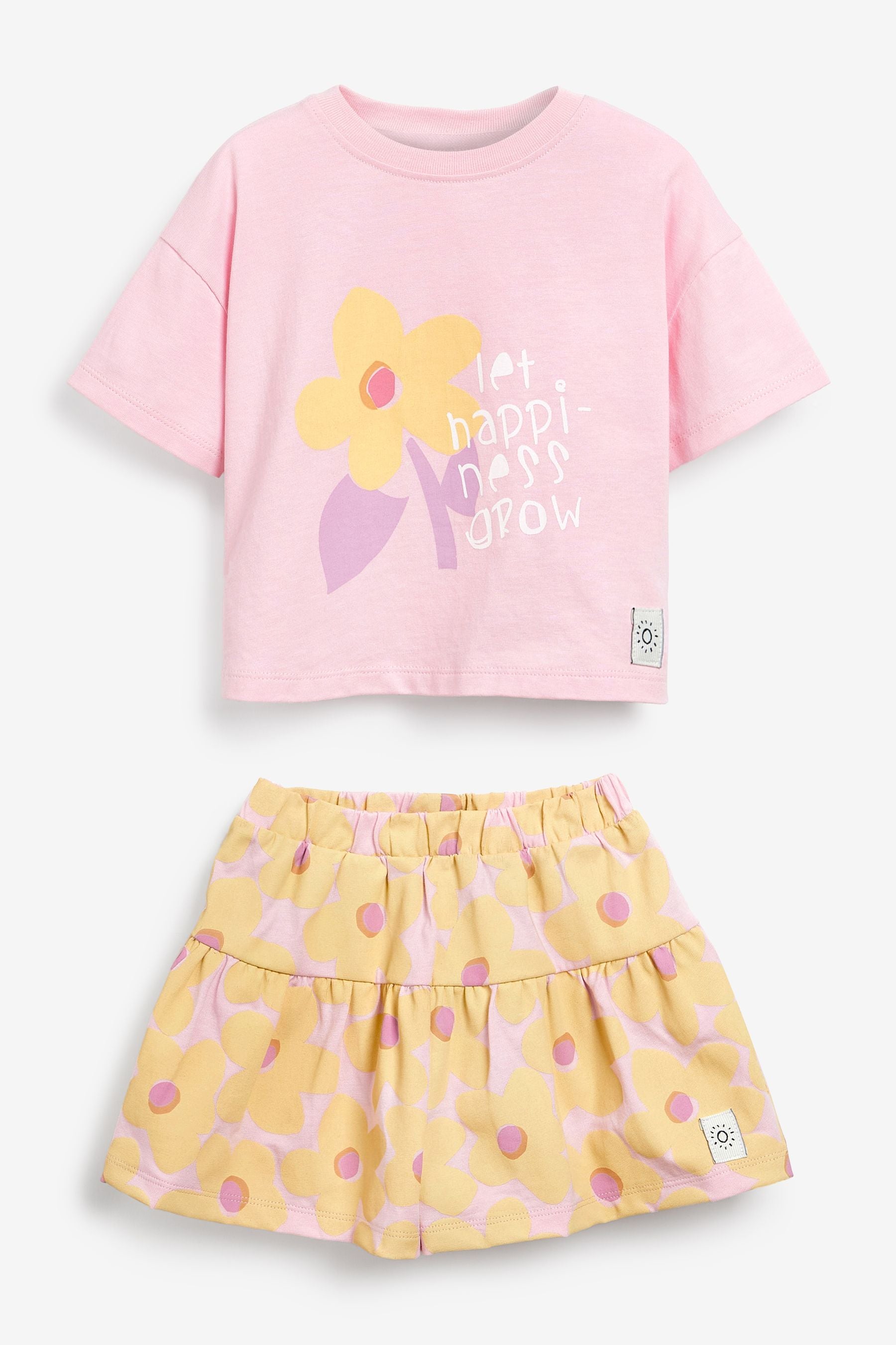 Lilac Purple/Yellow Floral T-Shirt And Shorts Co-ord Set (3mths-7yrs)