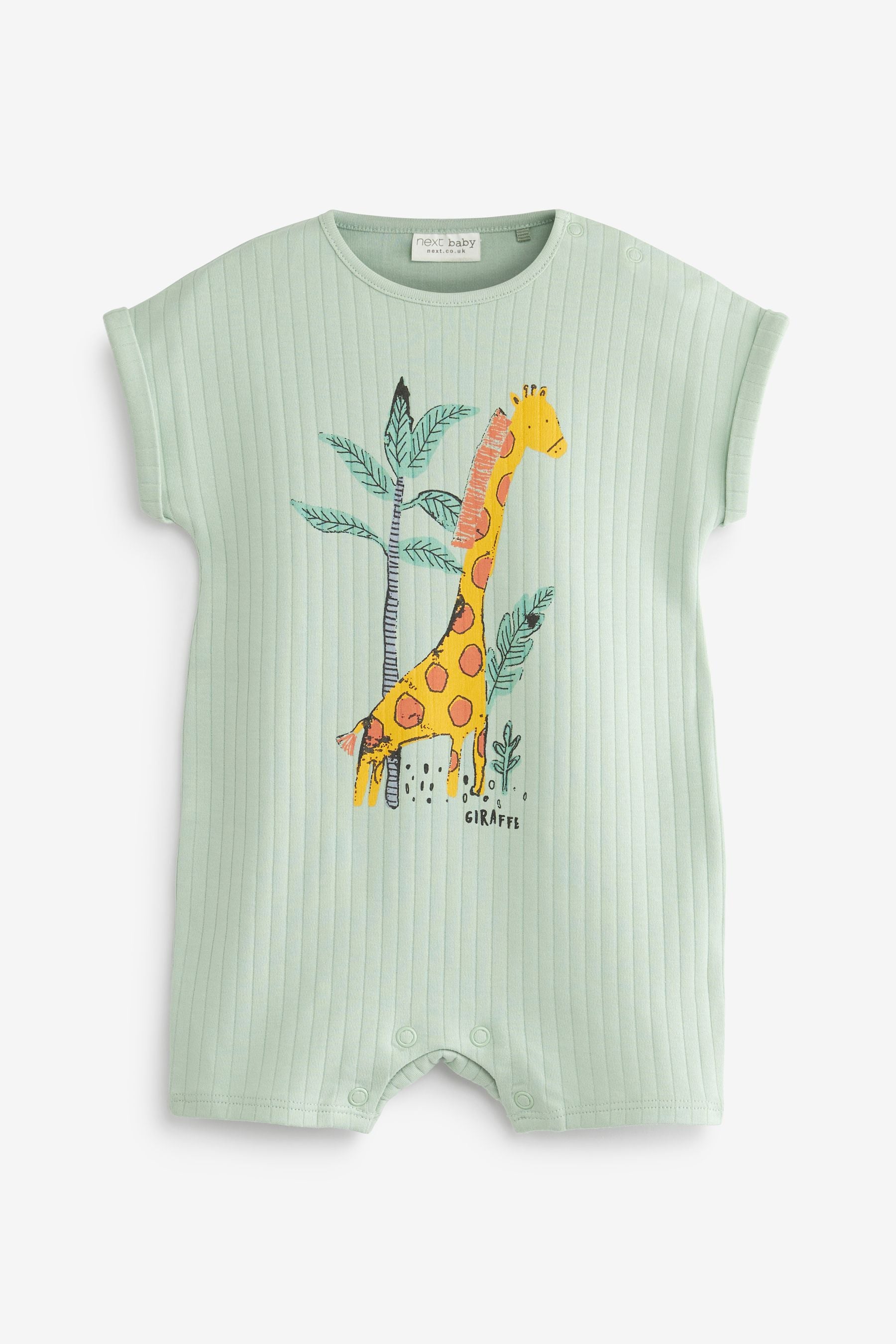 Green/White Jungle Animal 2 Pack Baby Rompers