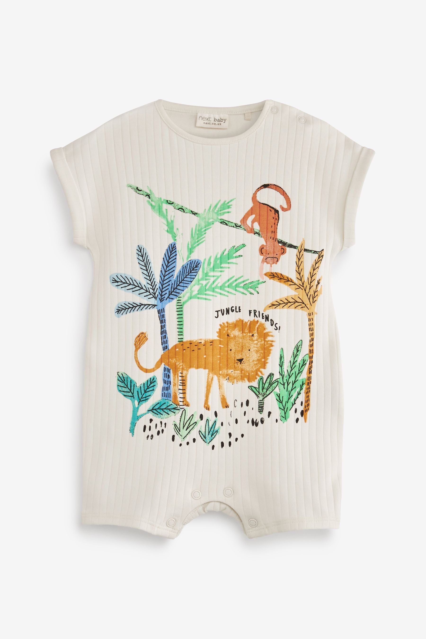 Green/White Jungle Animal 2 Pack Baby Rompers