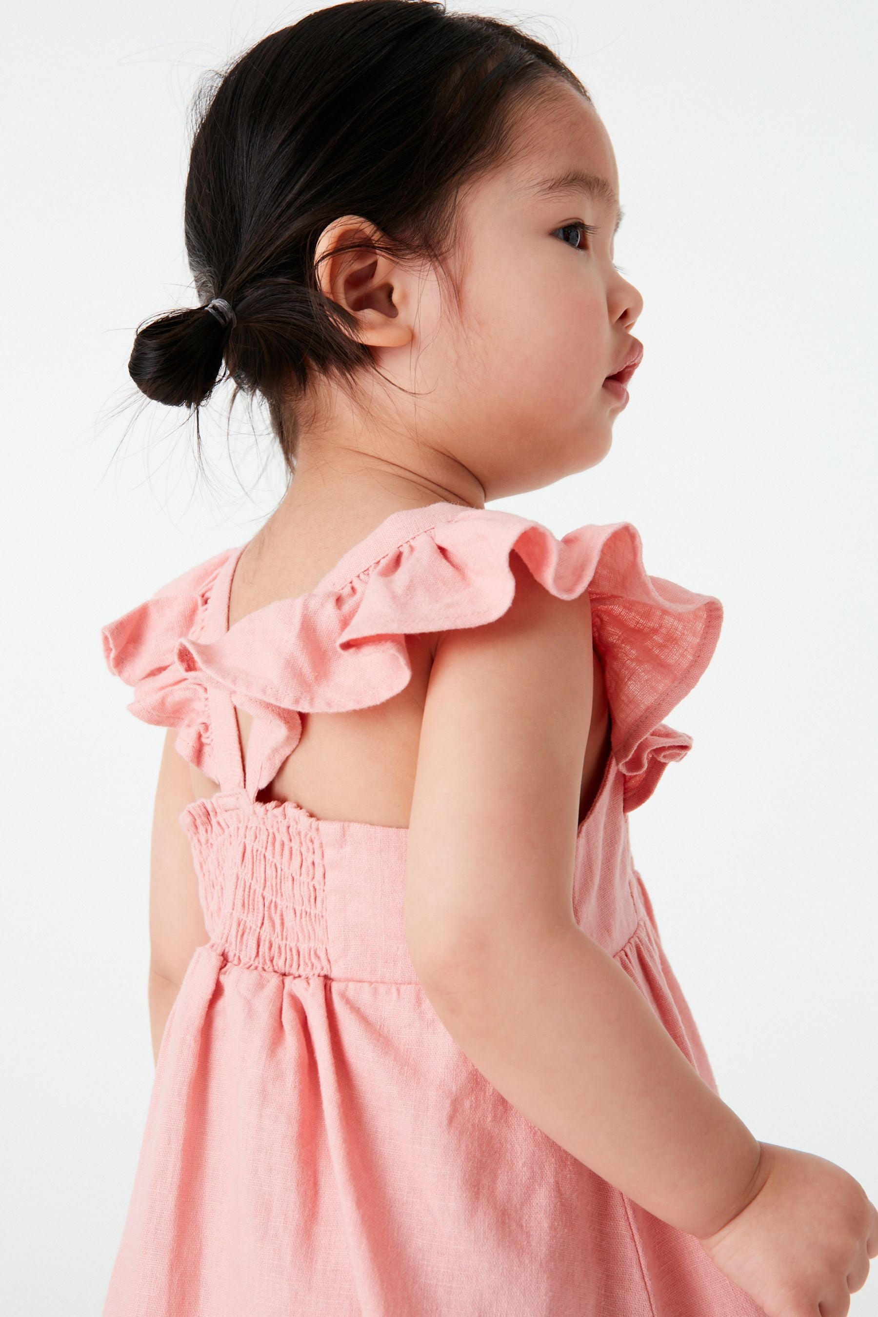 Pink Embroidered Linen Blend Dress (3mths-7yrs)