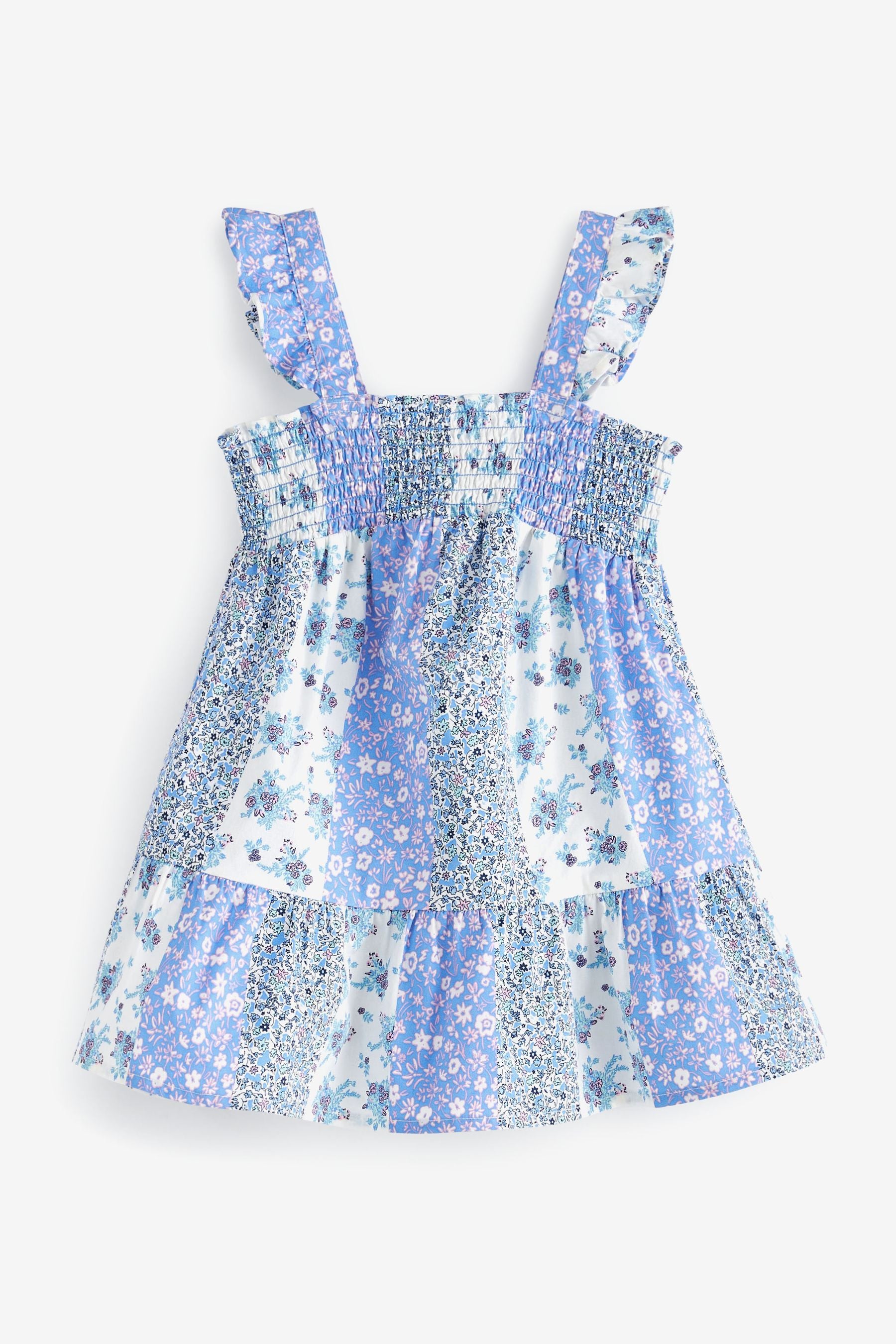 Blue Patchwork Sleeveless Dress (3mths-7yrs)