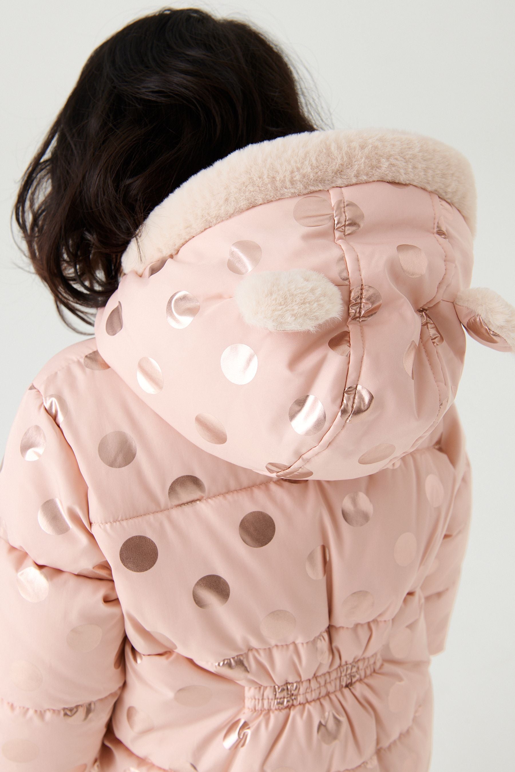 Pink Spot Shower Resistant Metallic Snowsuit (3mths-7yrs)