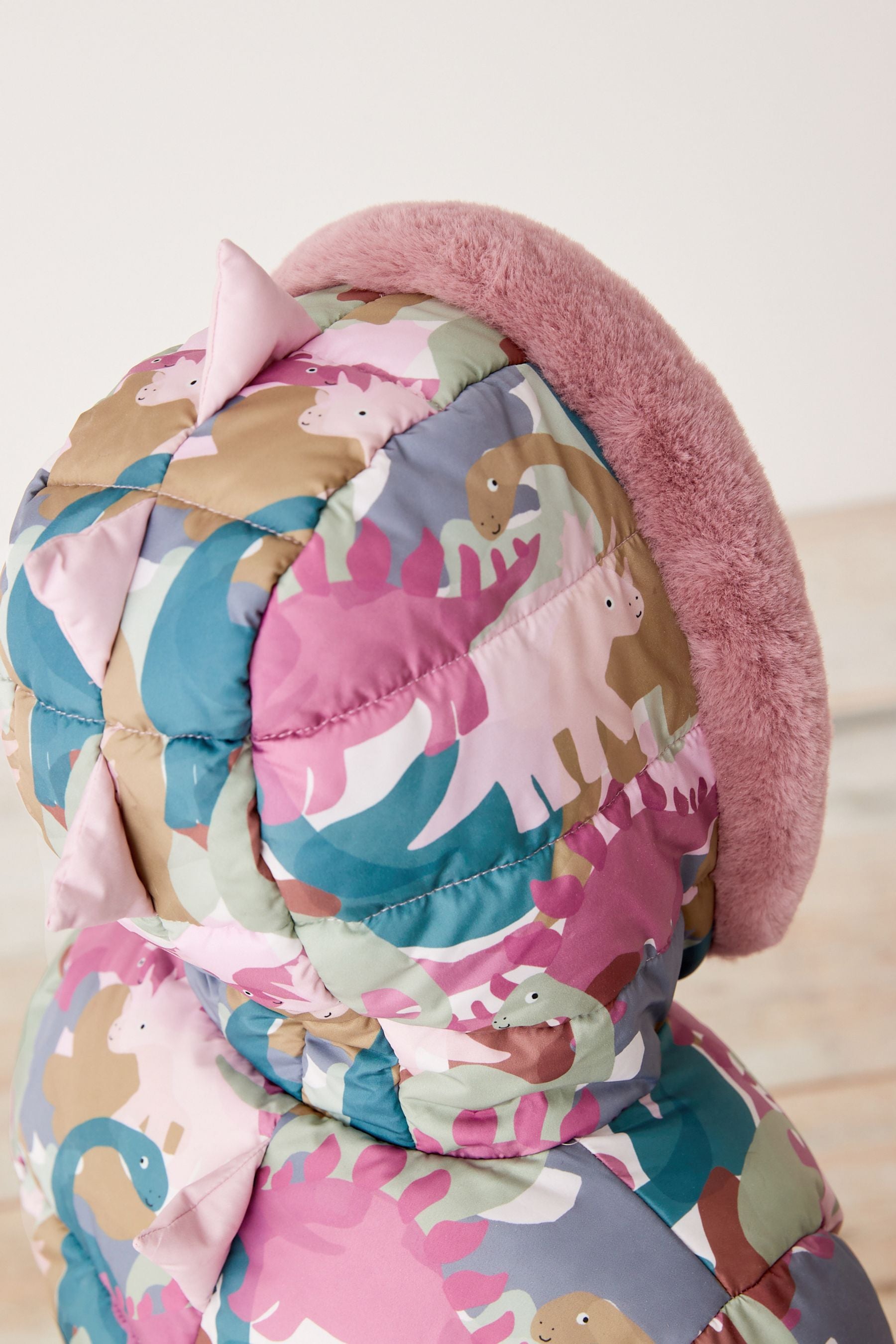 Pink Shower Resistant 3D Dino Print Snowsuit (3mths-7yrs)