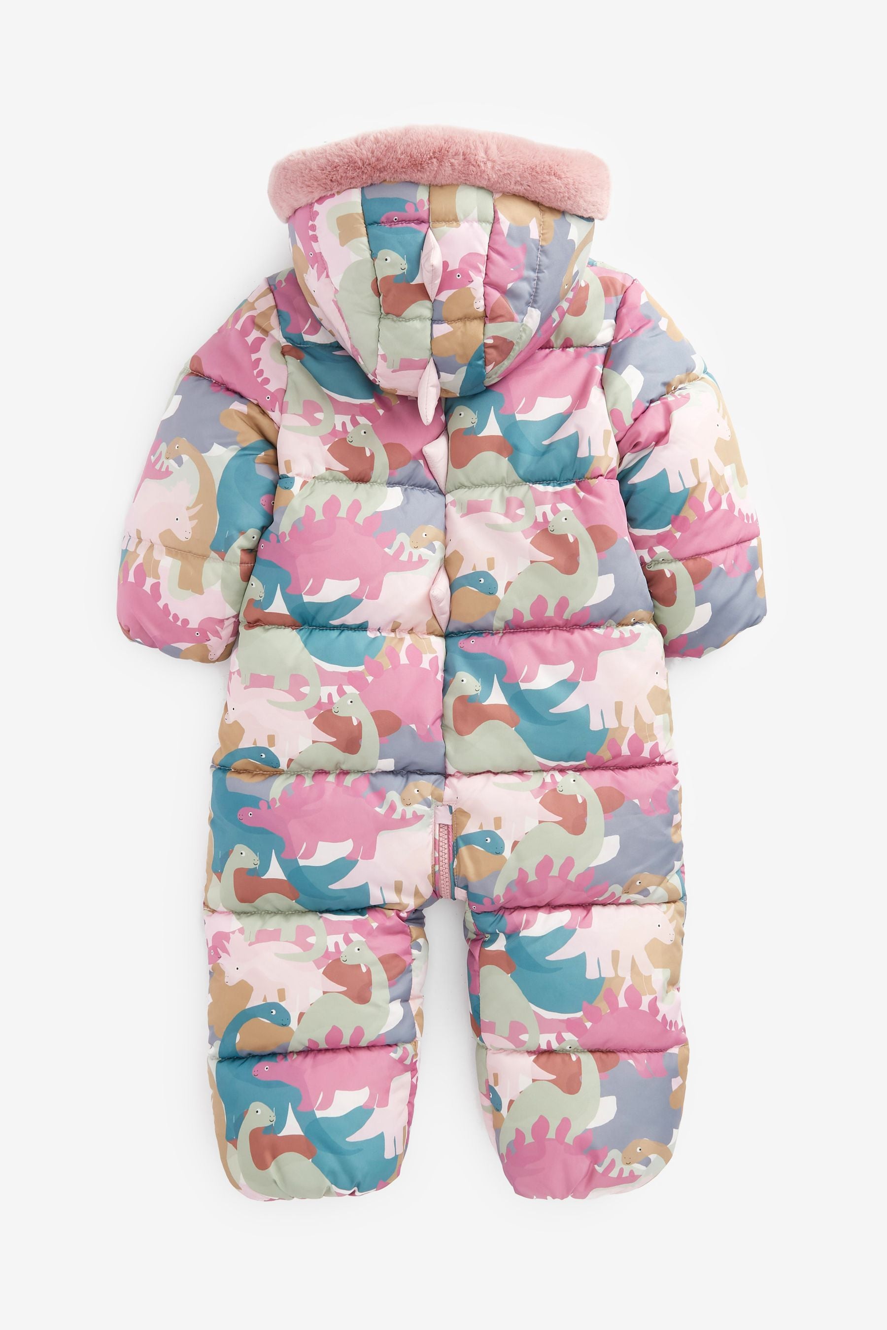 Pink Shower Resistant 3D Dino Print Snowsuit (3mths-7yrs)