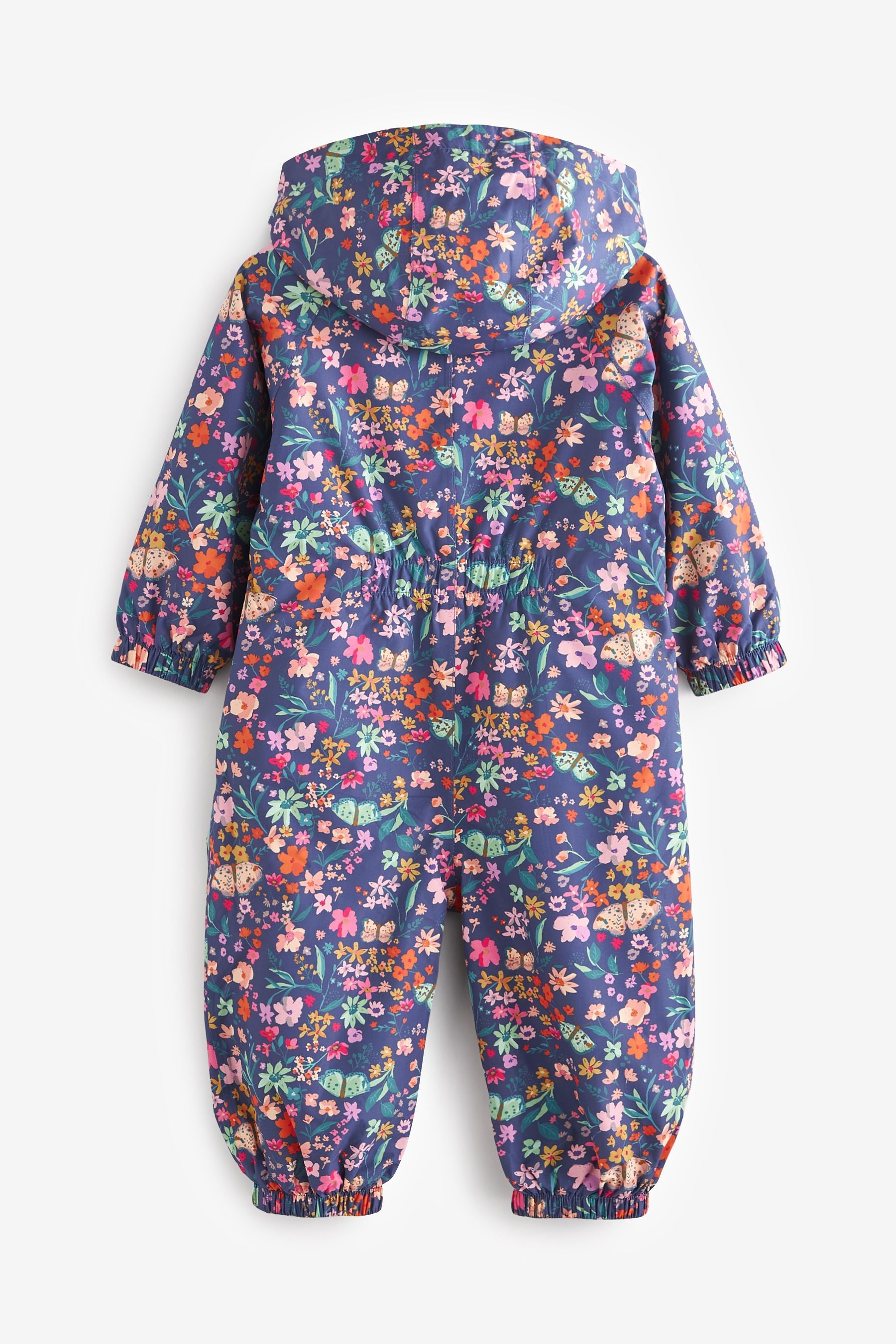 Navy Floral Waterproof Fleece Lined Printed Puddlesuit (3mths-7yrs)