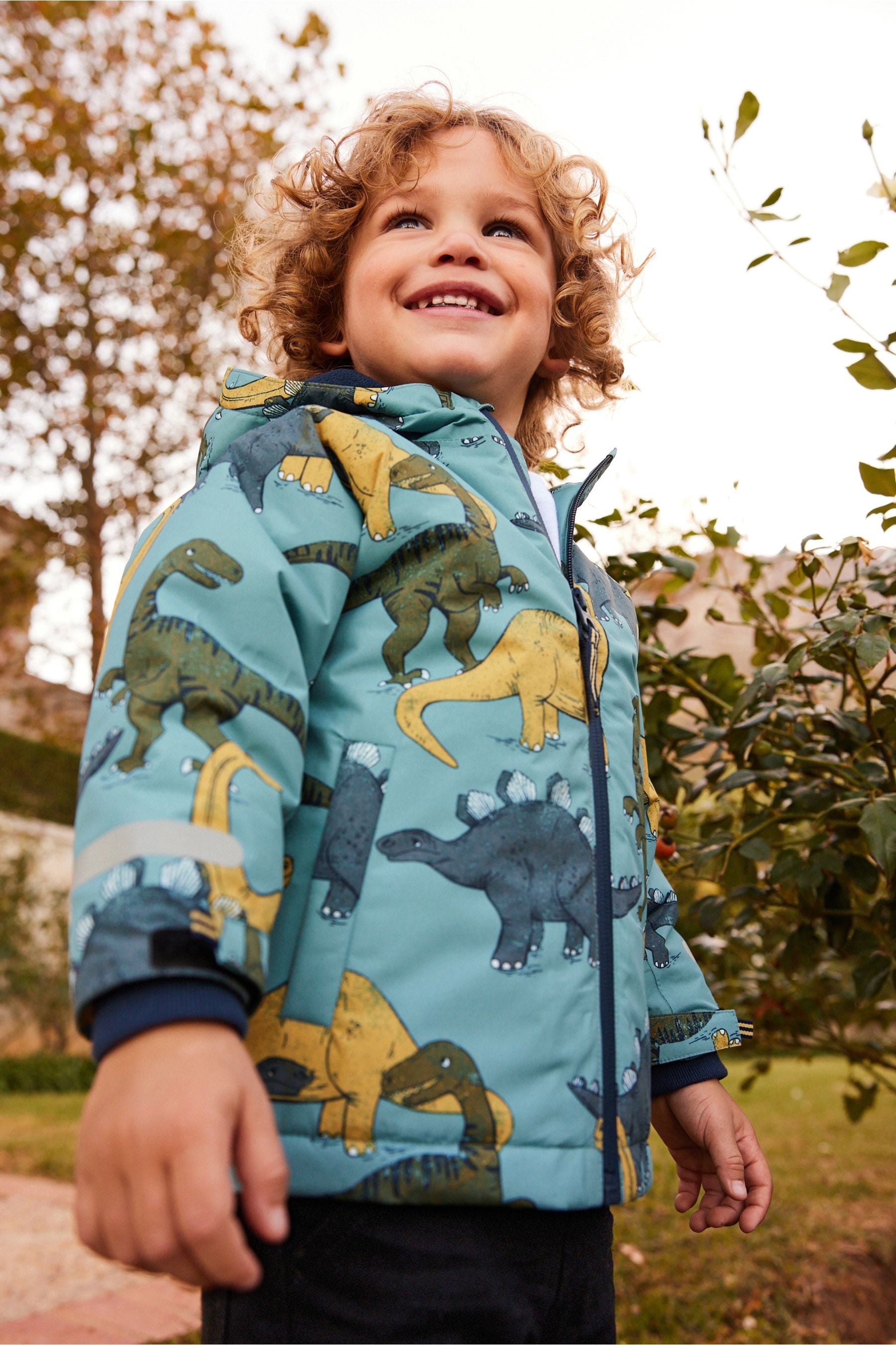 Light Blue Dinosaur Waterproof Jacket (3mths-7yrs)