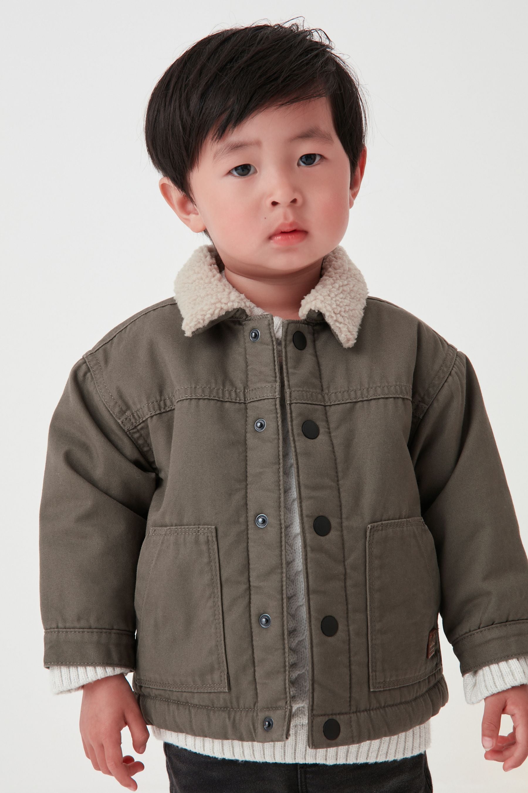 Khaki Green Smart Borg Collar Jacket (3mths-7yrs)