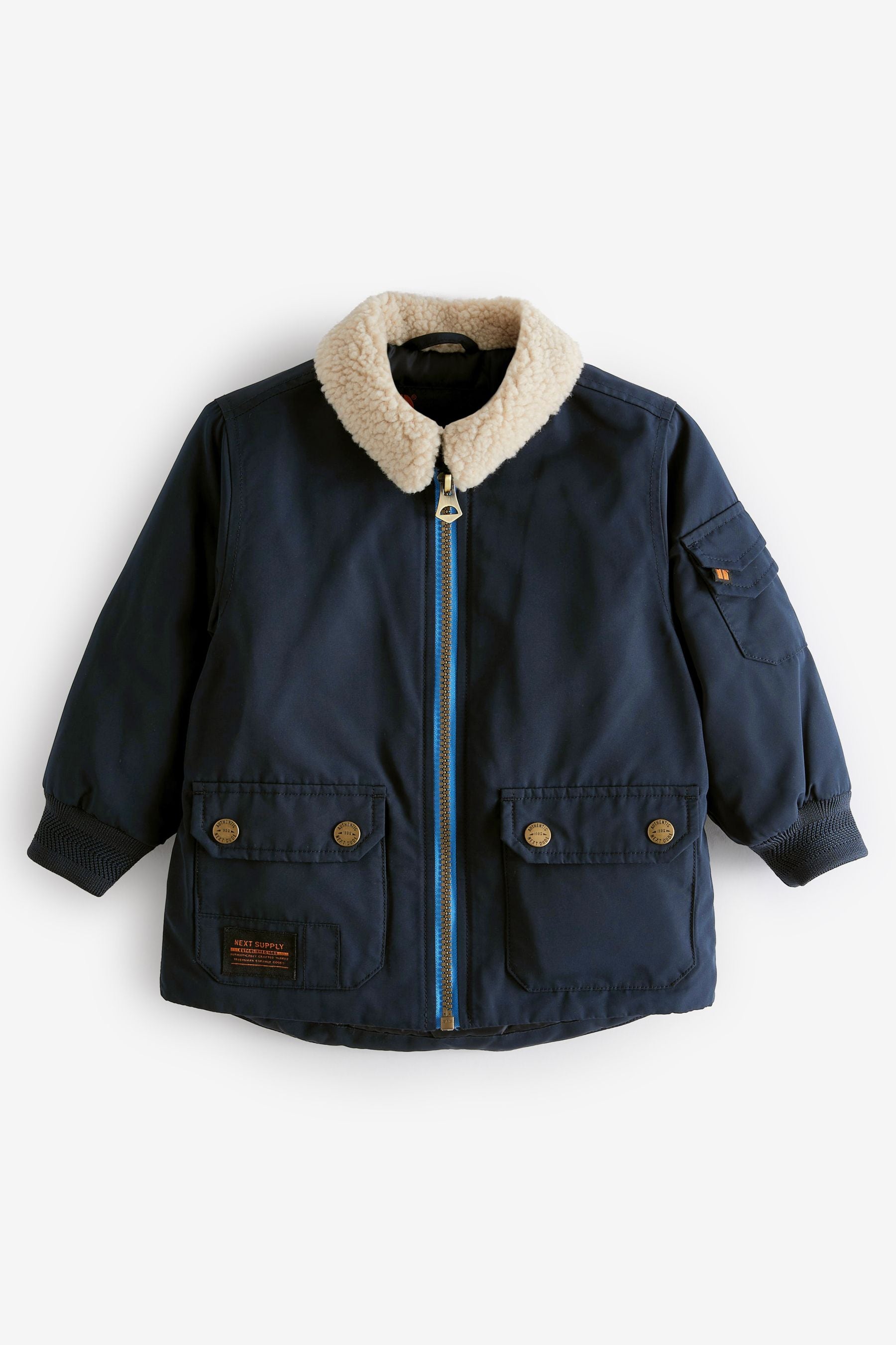 Navy Blue Smart Borg Collar Jacket (3mths-7yrs)