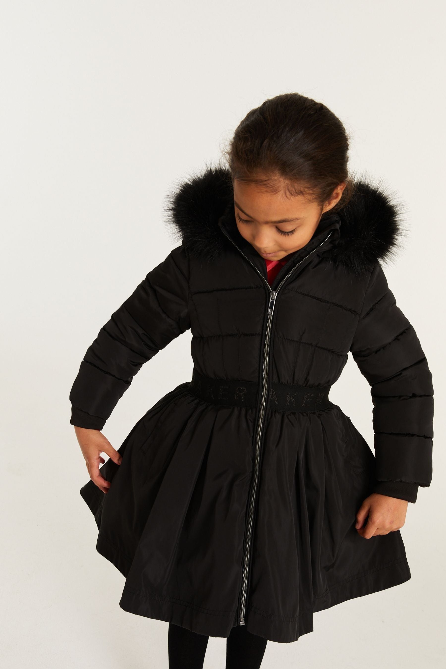 Black Baker by Ted Baker Black Skirt Parka Coat