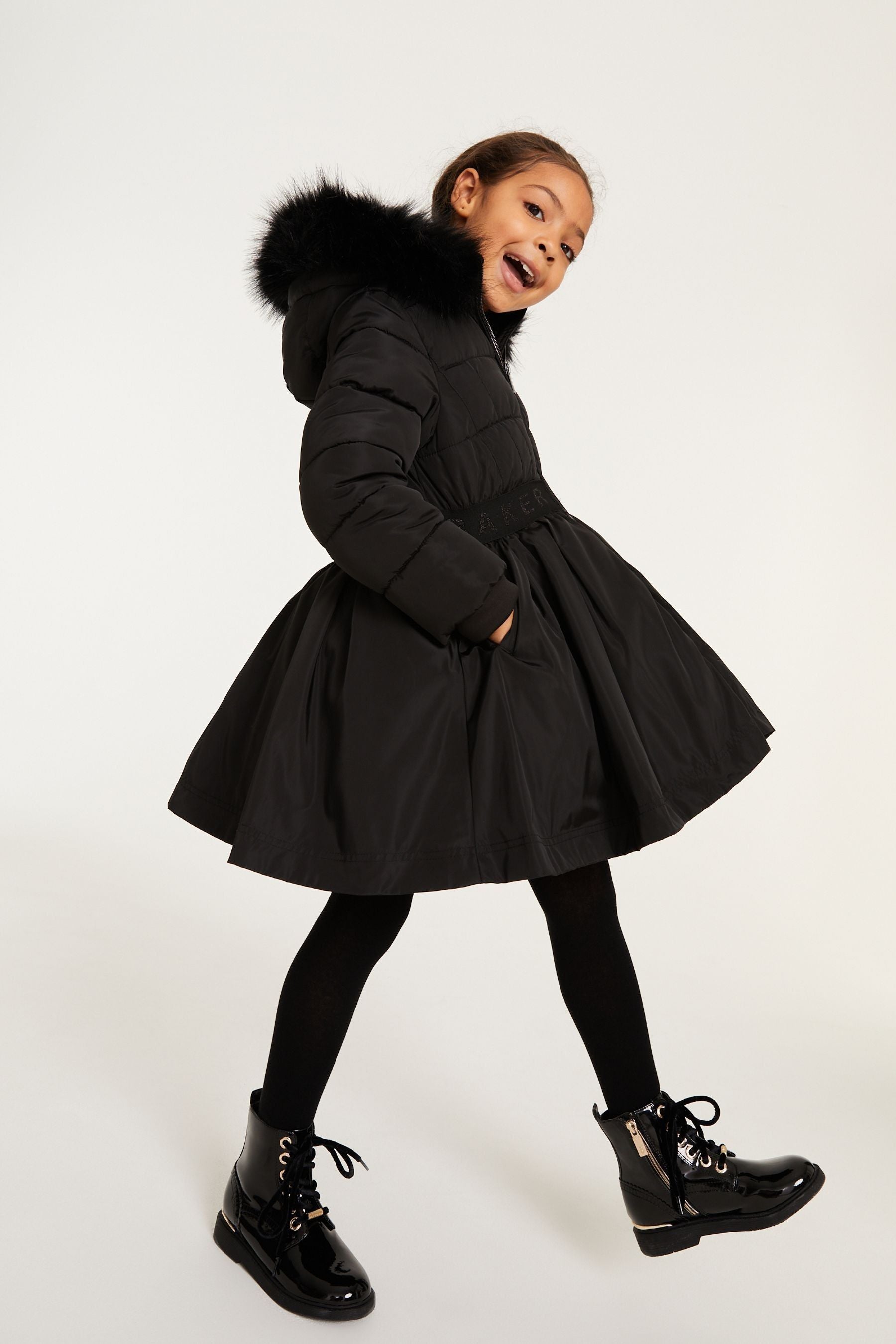 Black Baker by Ted Baker Black Skirt Parka Coat