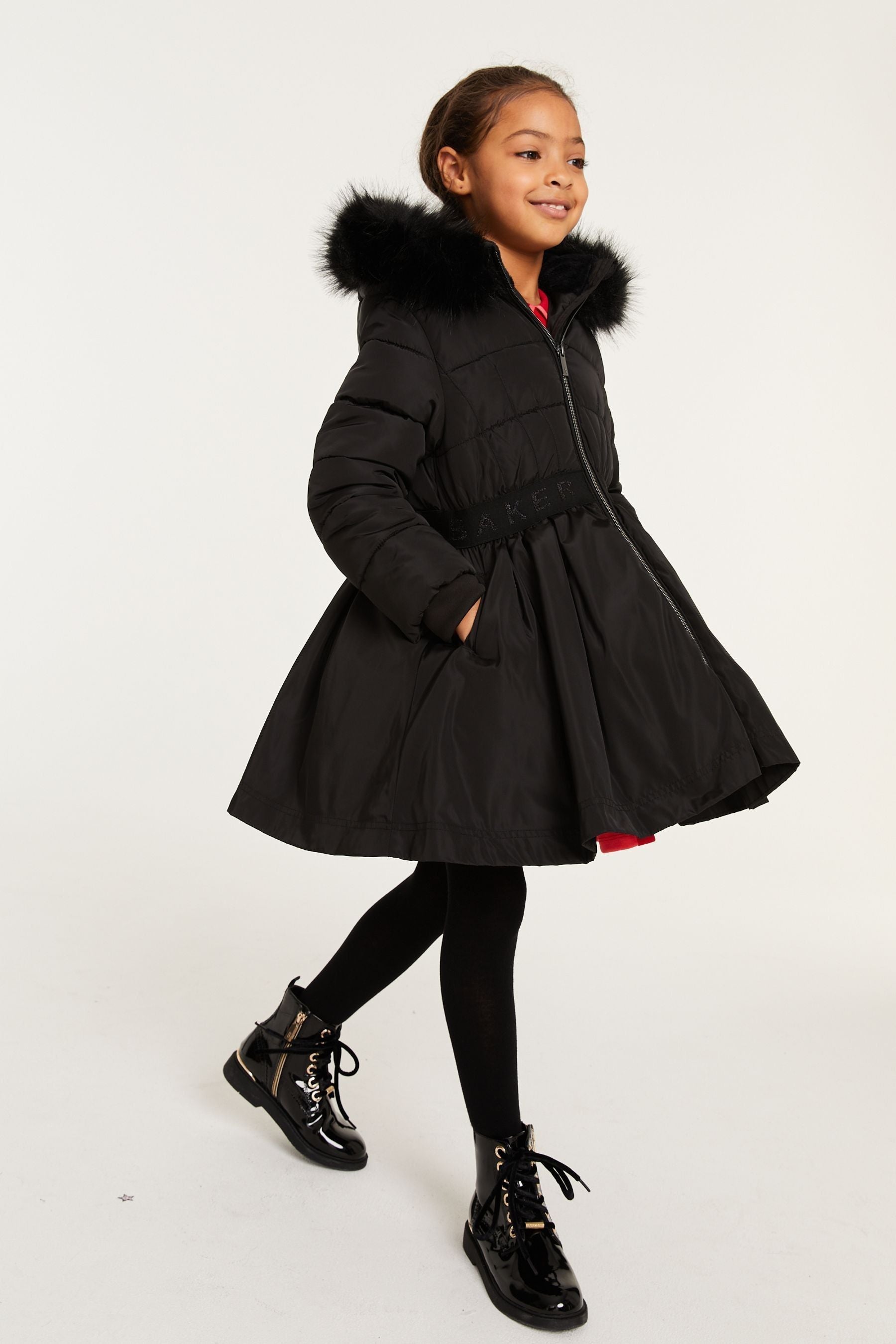 Black Baker by Ted Baker Black Skirt Parka Coat