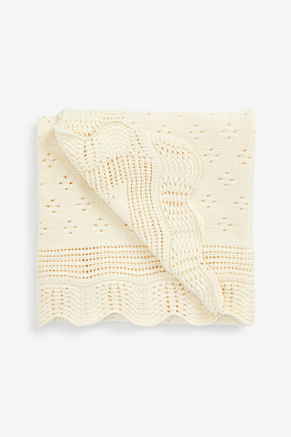 Cream Baby Knitted Occasion Blanket/Shawl