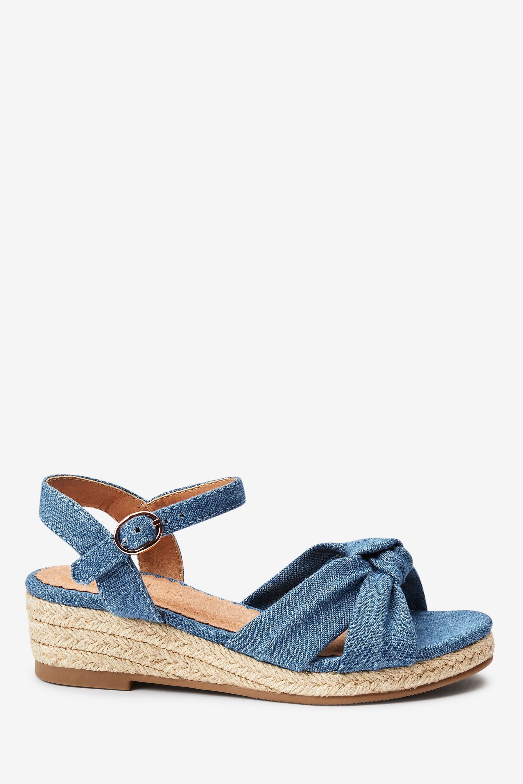 Denim Knot Detail Wedge Sandals