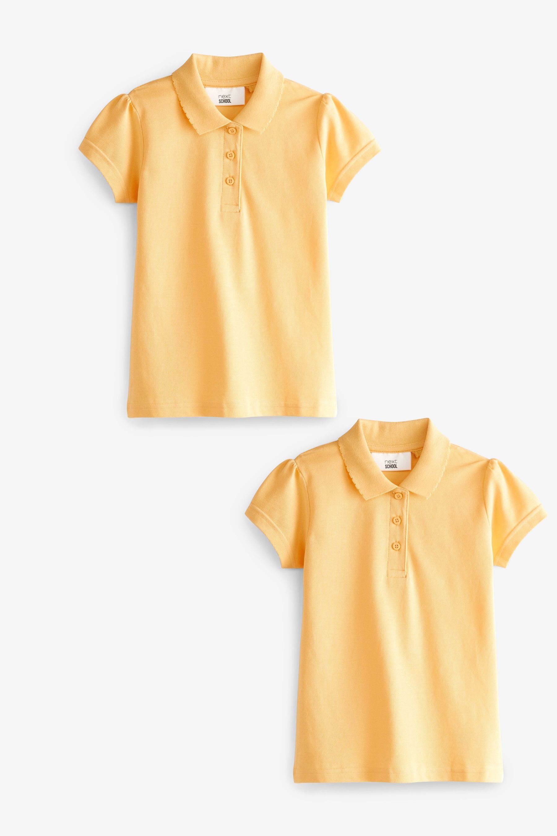 Yellow Cotton Short Sleeve Polo Shirts 2 Pack (3-16yrs)