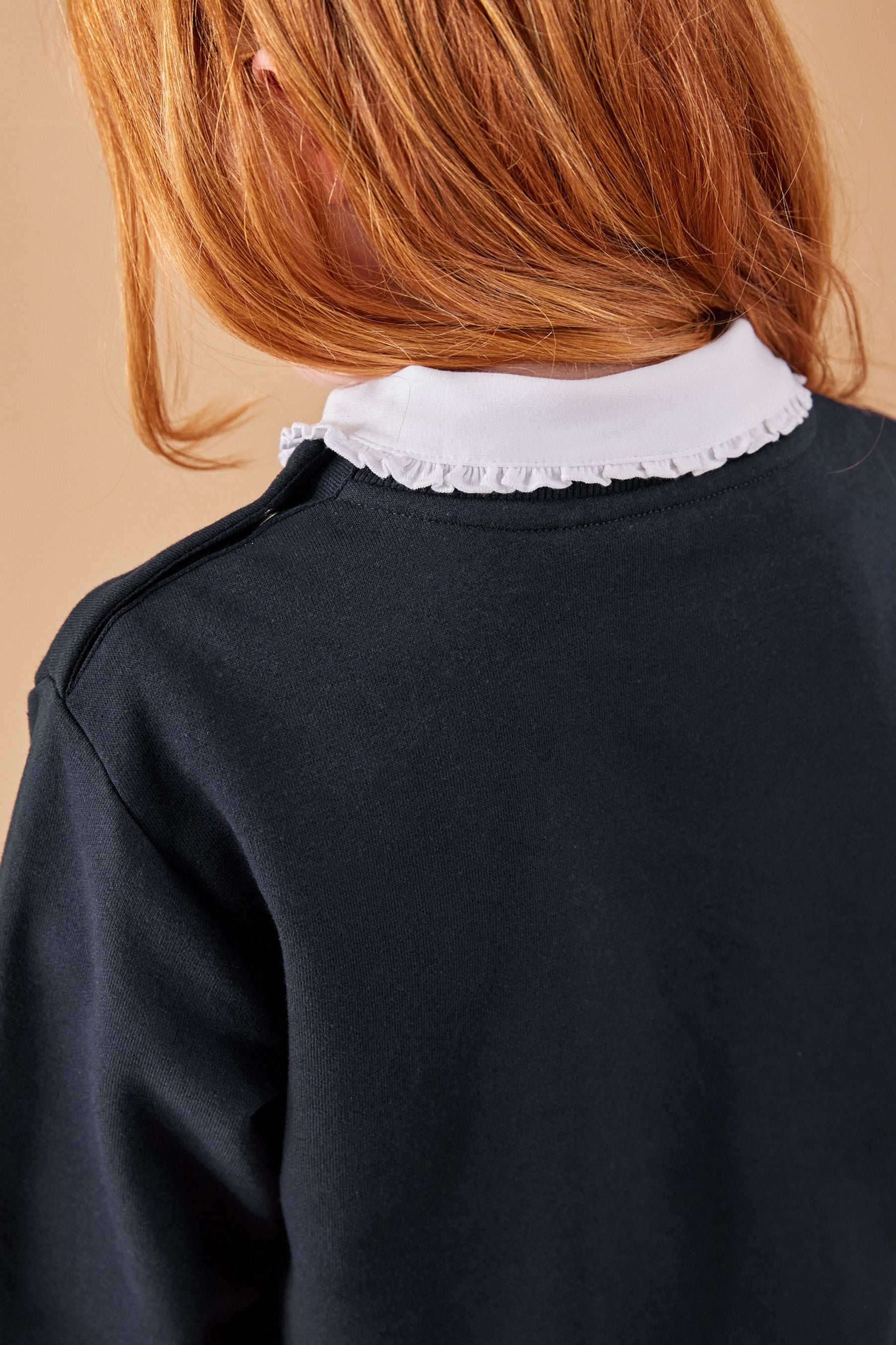 Navy Blue Dressing Made Easy Cotton Rich Poppered Shoulder Sweatshirt (3-16yrs)