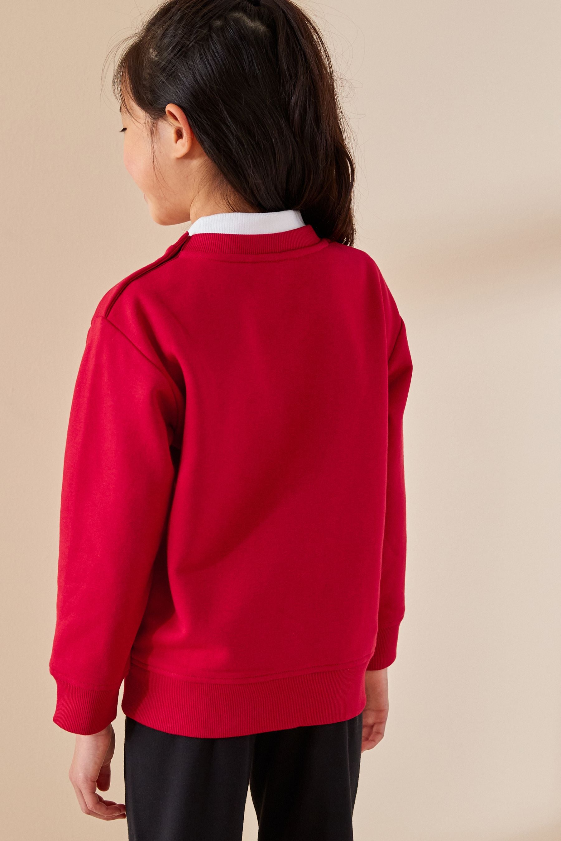 Red Dressing Made Easy Cotton Rich Poppered Shoulder Sweatshirt (3-16yrs)