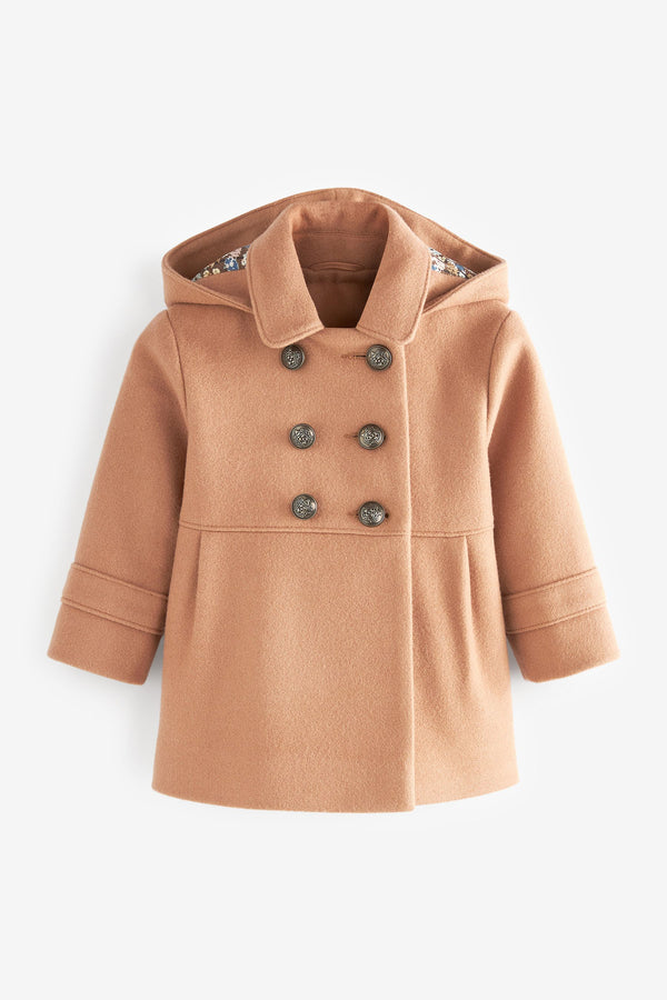 Camel Brown Hooded Coat With Wool (3mths-7yrs)