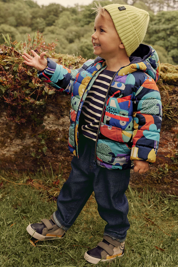 Blue/Orange Printed Padded Coat (3mths-7yrs)