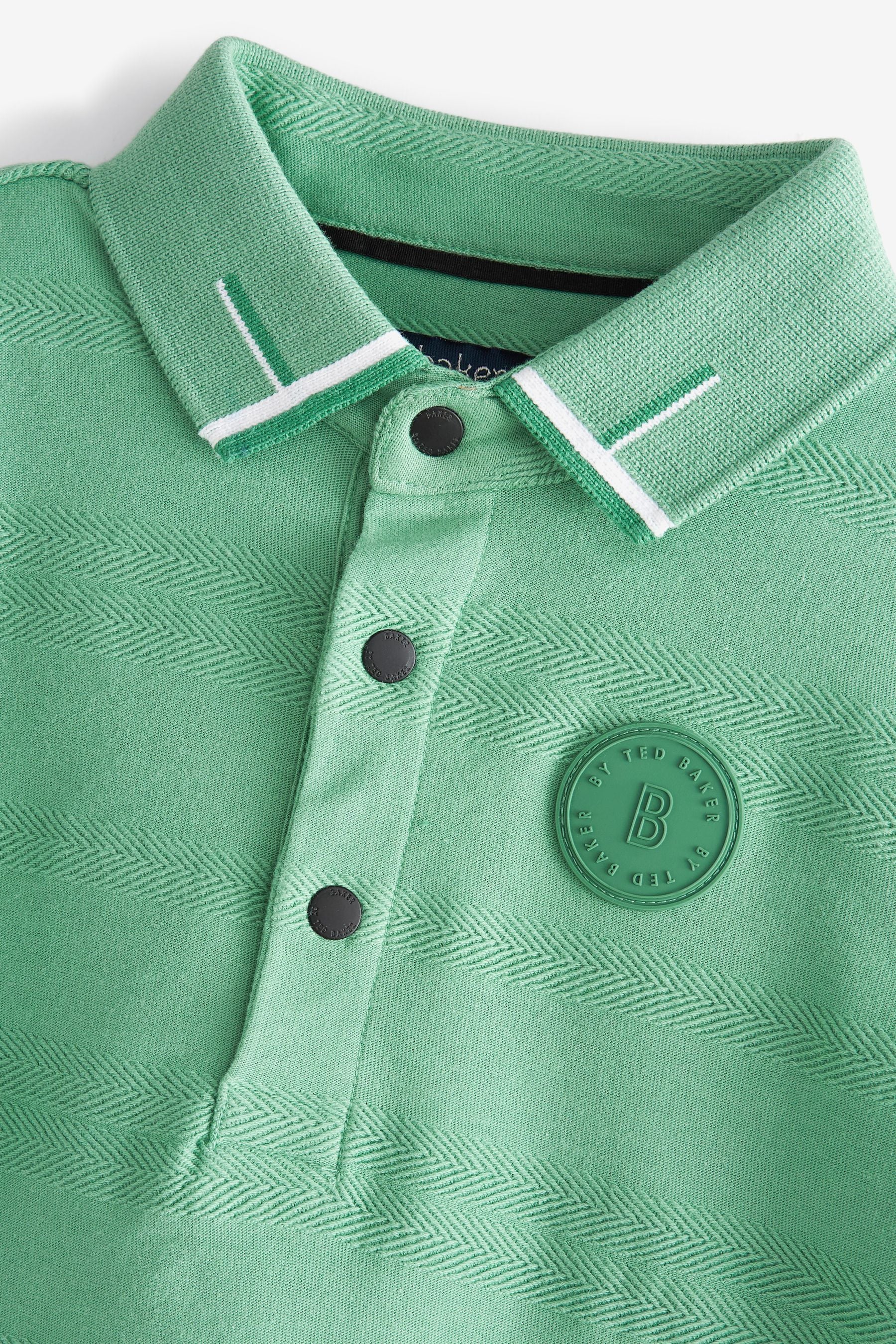 Baker by Ted Baker Green Textured Polo Shirt