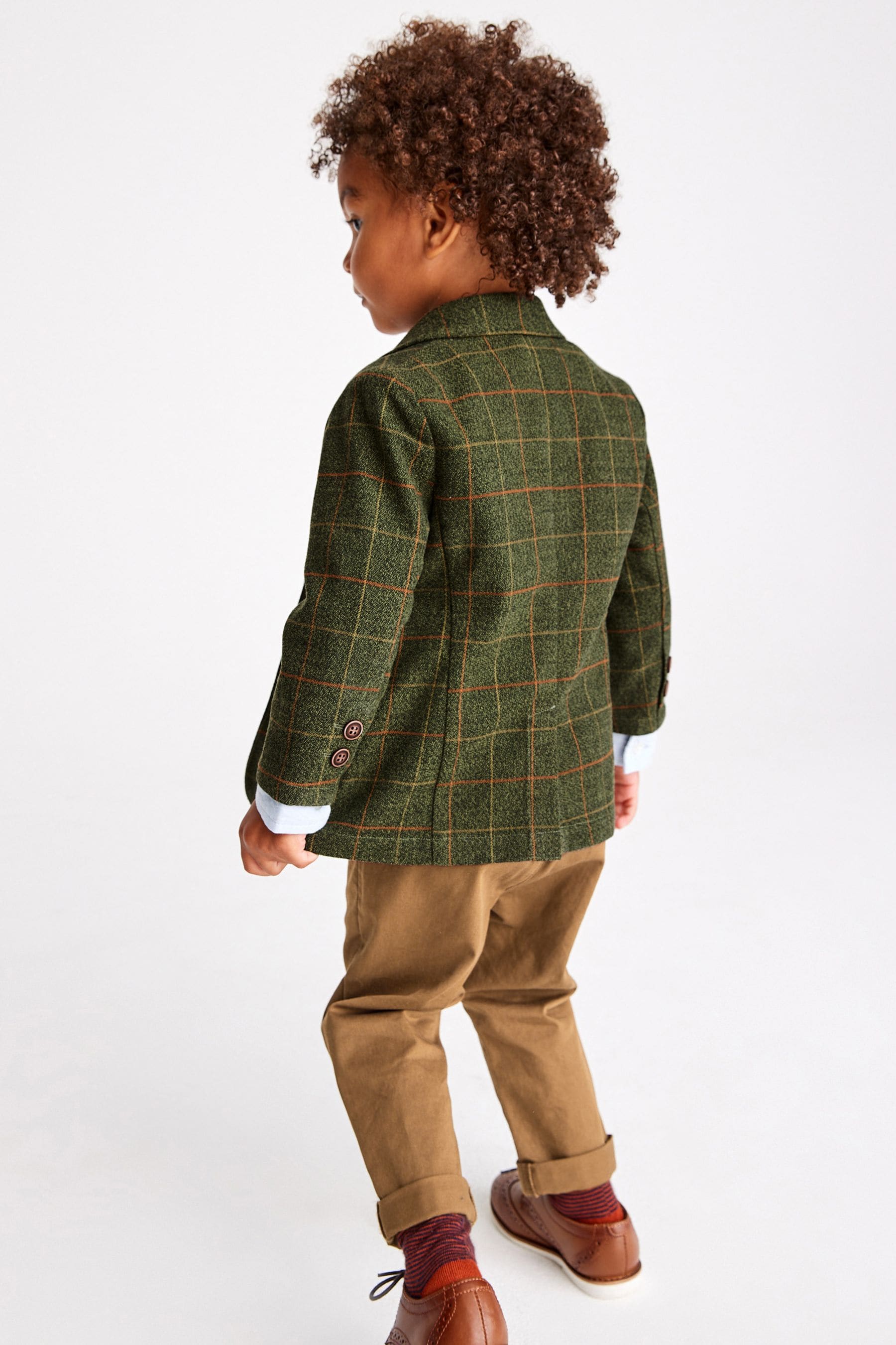 Green 4 Piece Heritage Check Blazer, Shirt, Trousers And Bow Tie Set (3mths-9yrs)