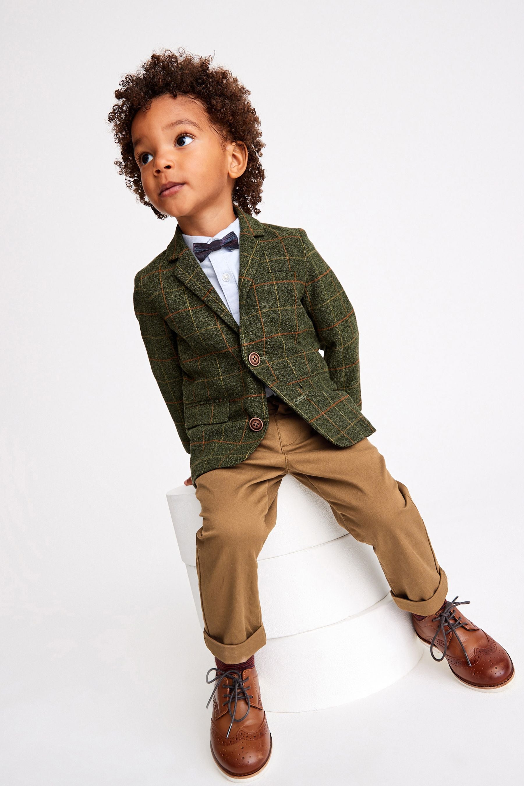 Green 4 Piece Heritage Check Blazer, Shirt, Trousers And Bow Tie Set (3mths-9yrs)