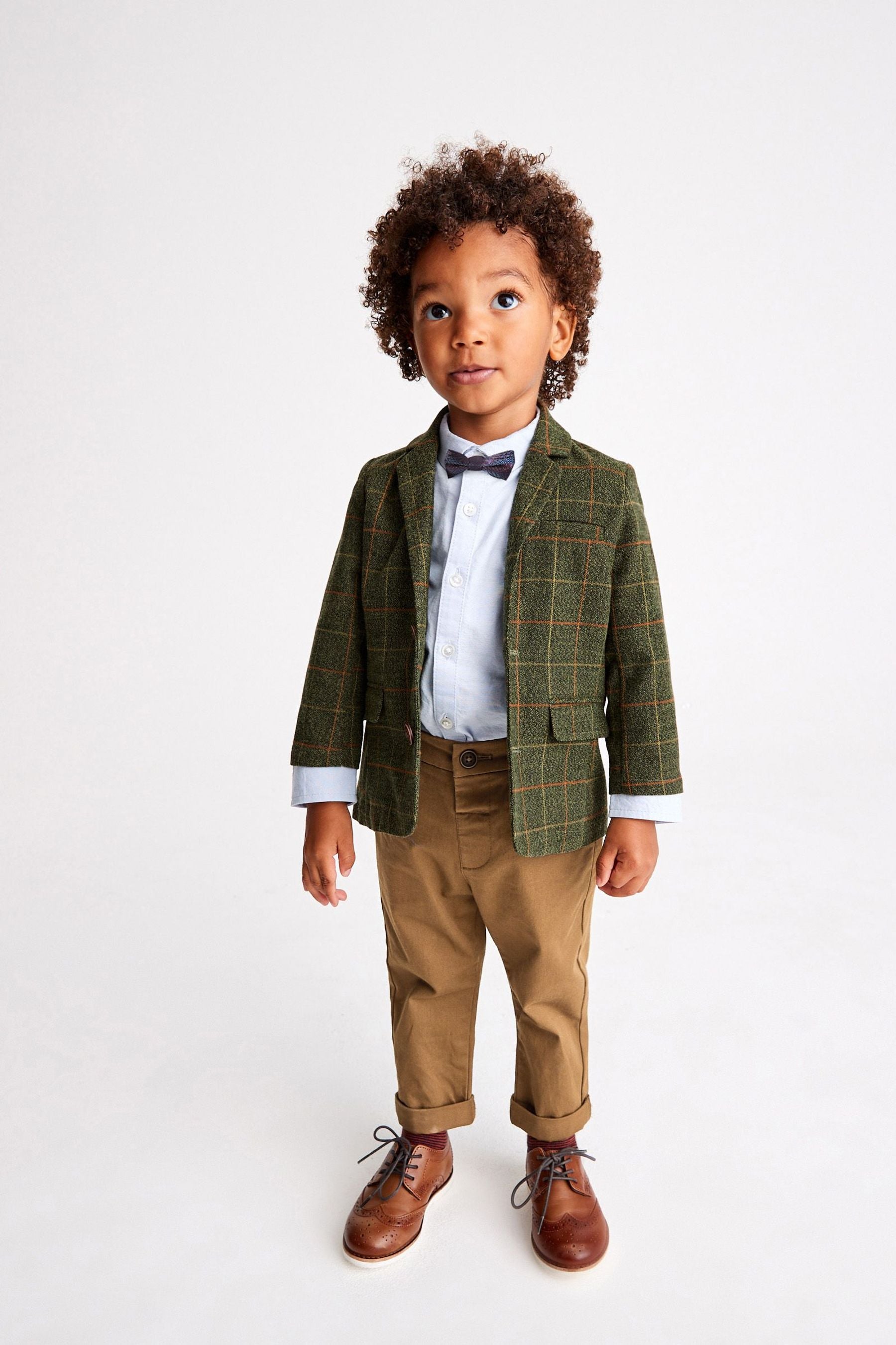 Green 4 Piece Heritage Check Blazer, Shirt, Trousers And Bow Tie Set (3mths-9yrs)