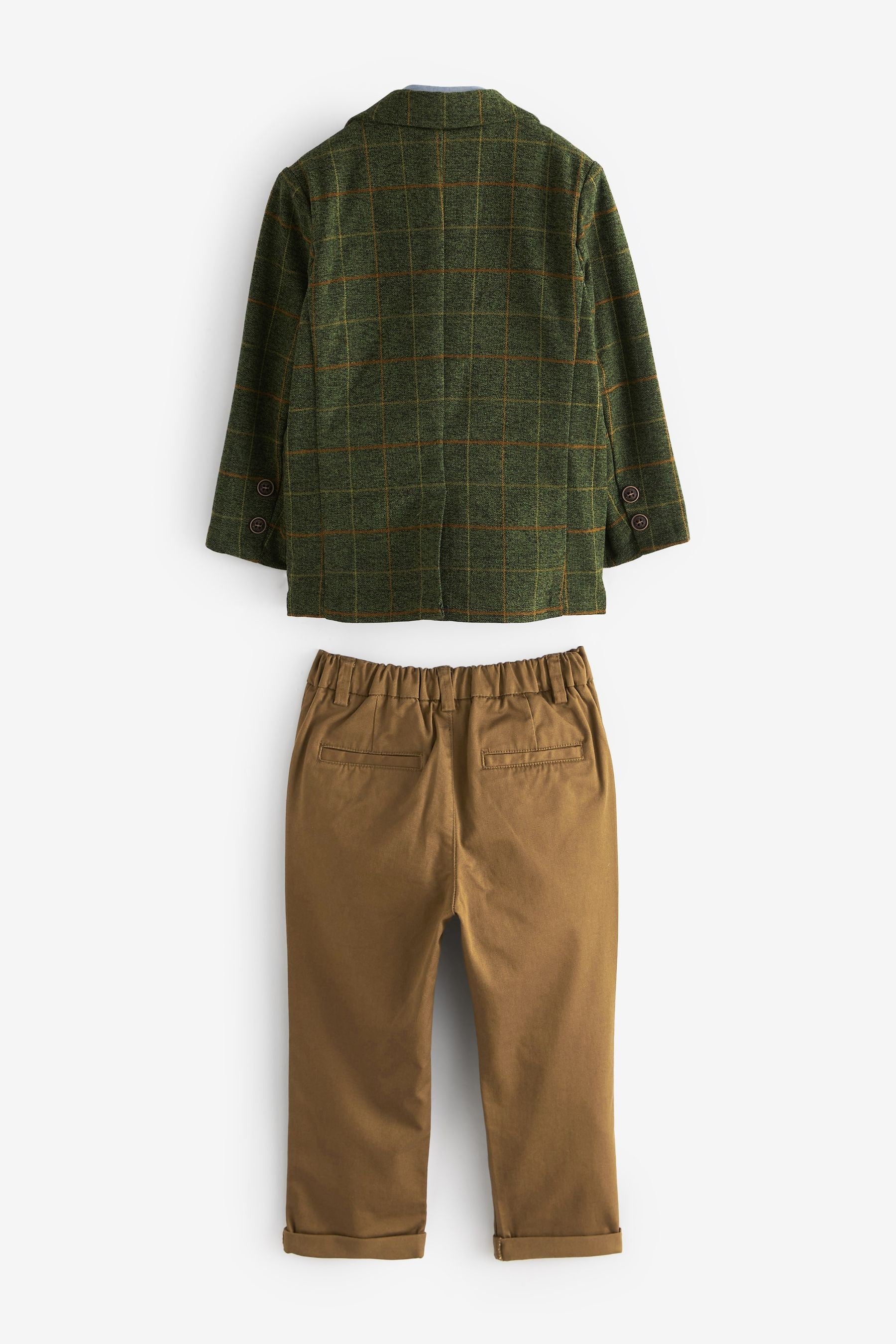 Green 4 Piece Heritage Check Blazer, Shirt, Trousers And Bow Tie Set (3mths-9yrs)