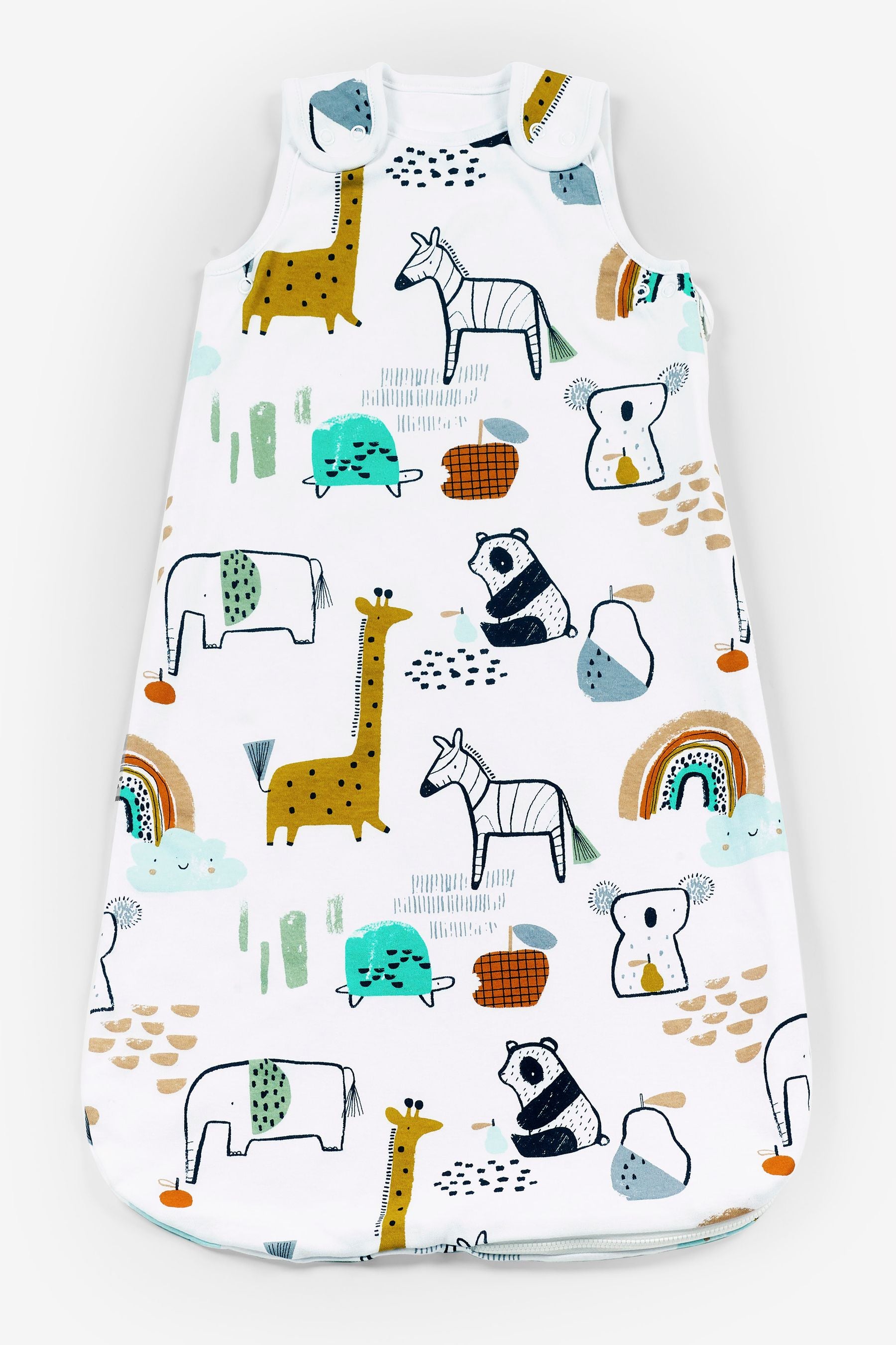 White Graphic Jungle Baby 100% Cotton 1 Tog Sleep Bag