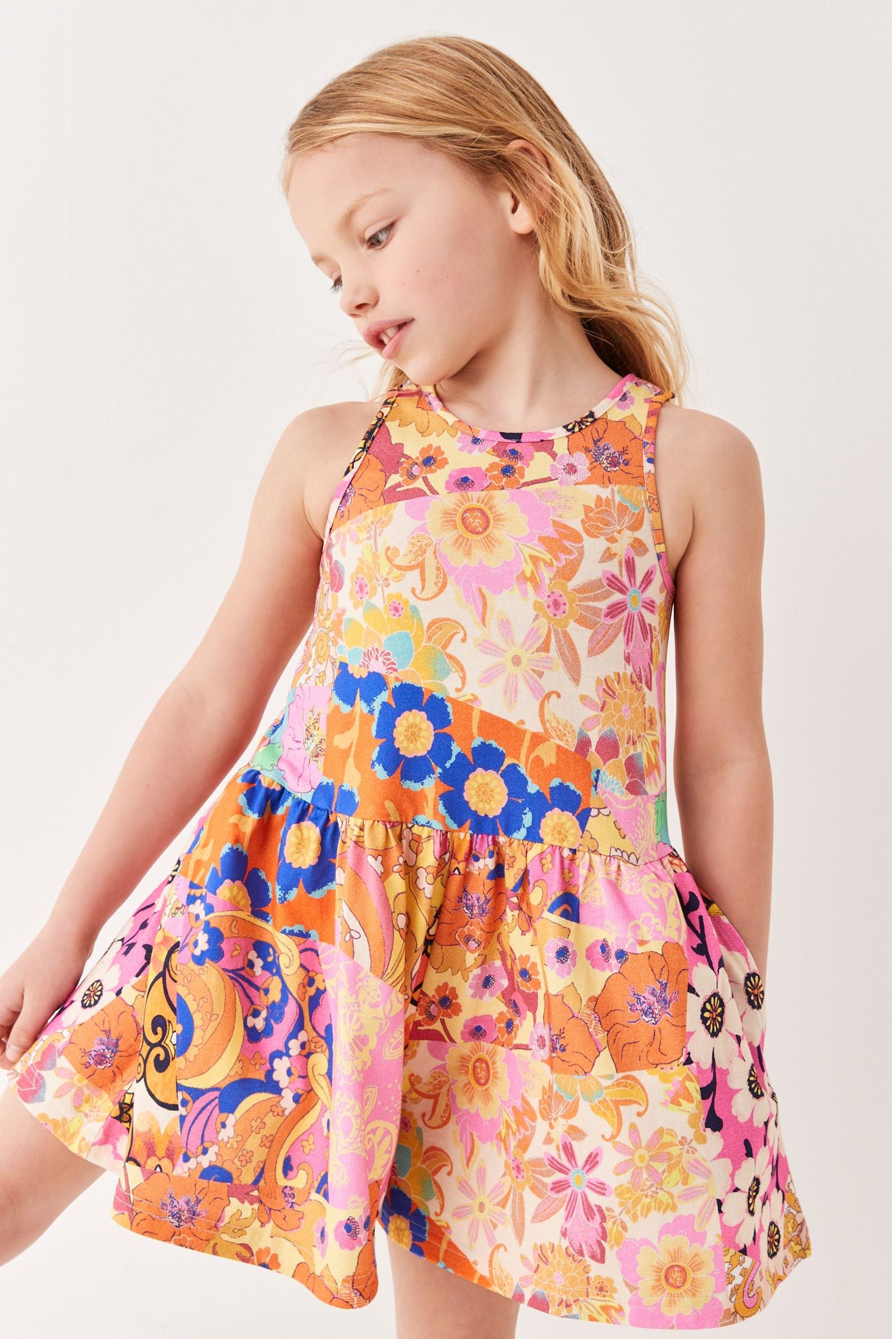 Orange Floral Strappy Playsuit (3-16yrs)