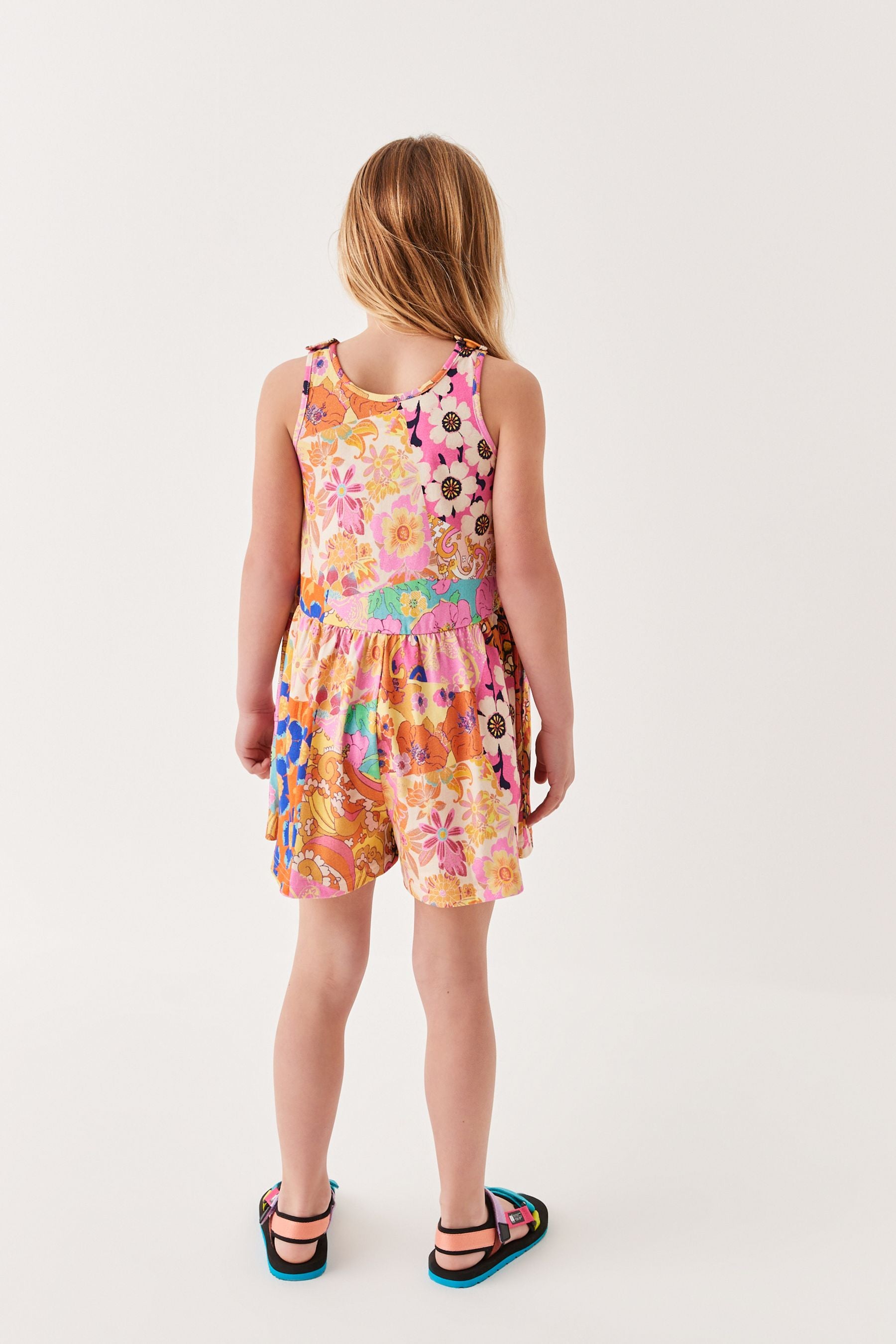 Orange Floral Strappy Playsuit (3-16yrs)