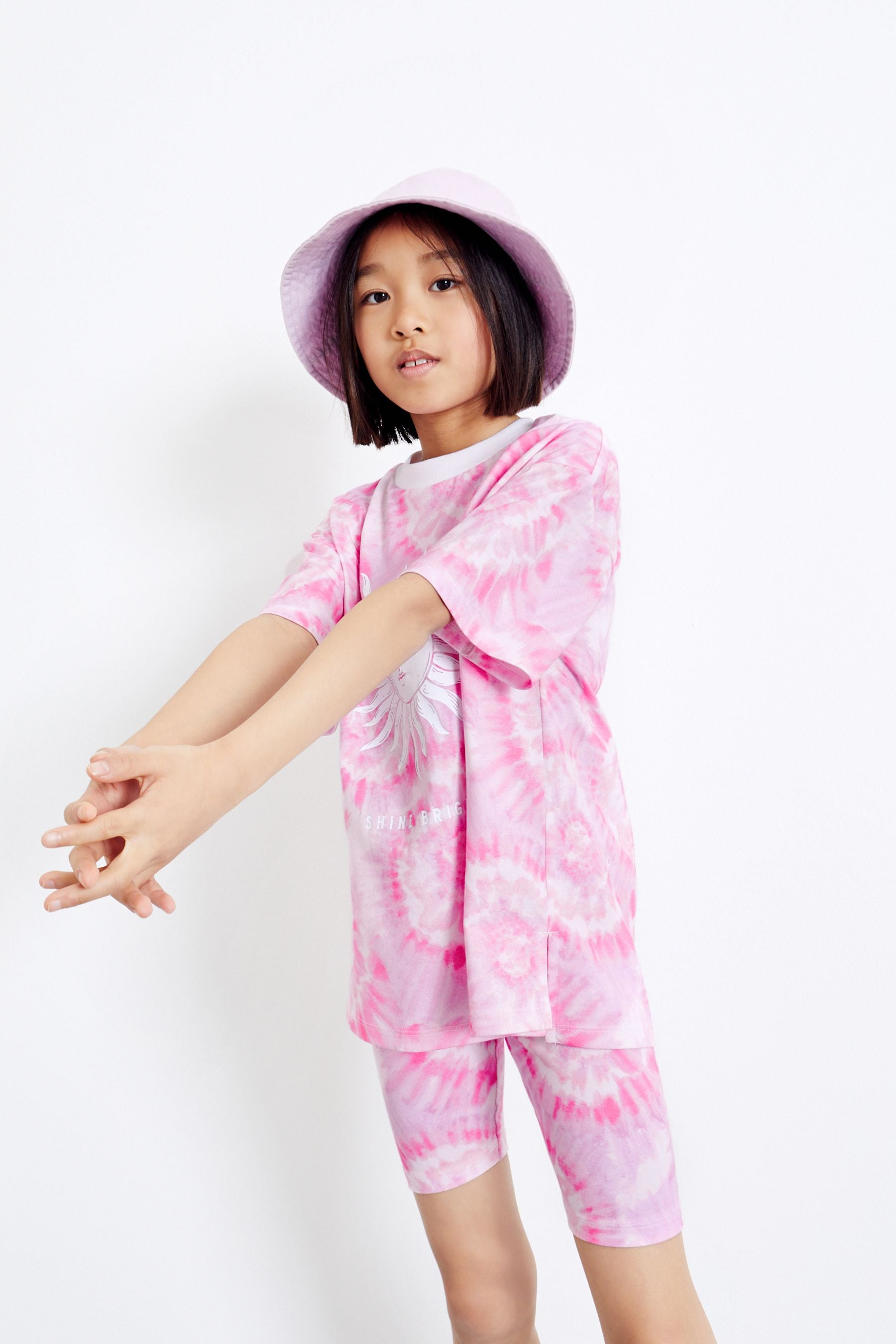 Pink Tie Dye T-Shirt & Cycle Short Set (3-16yrs)