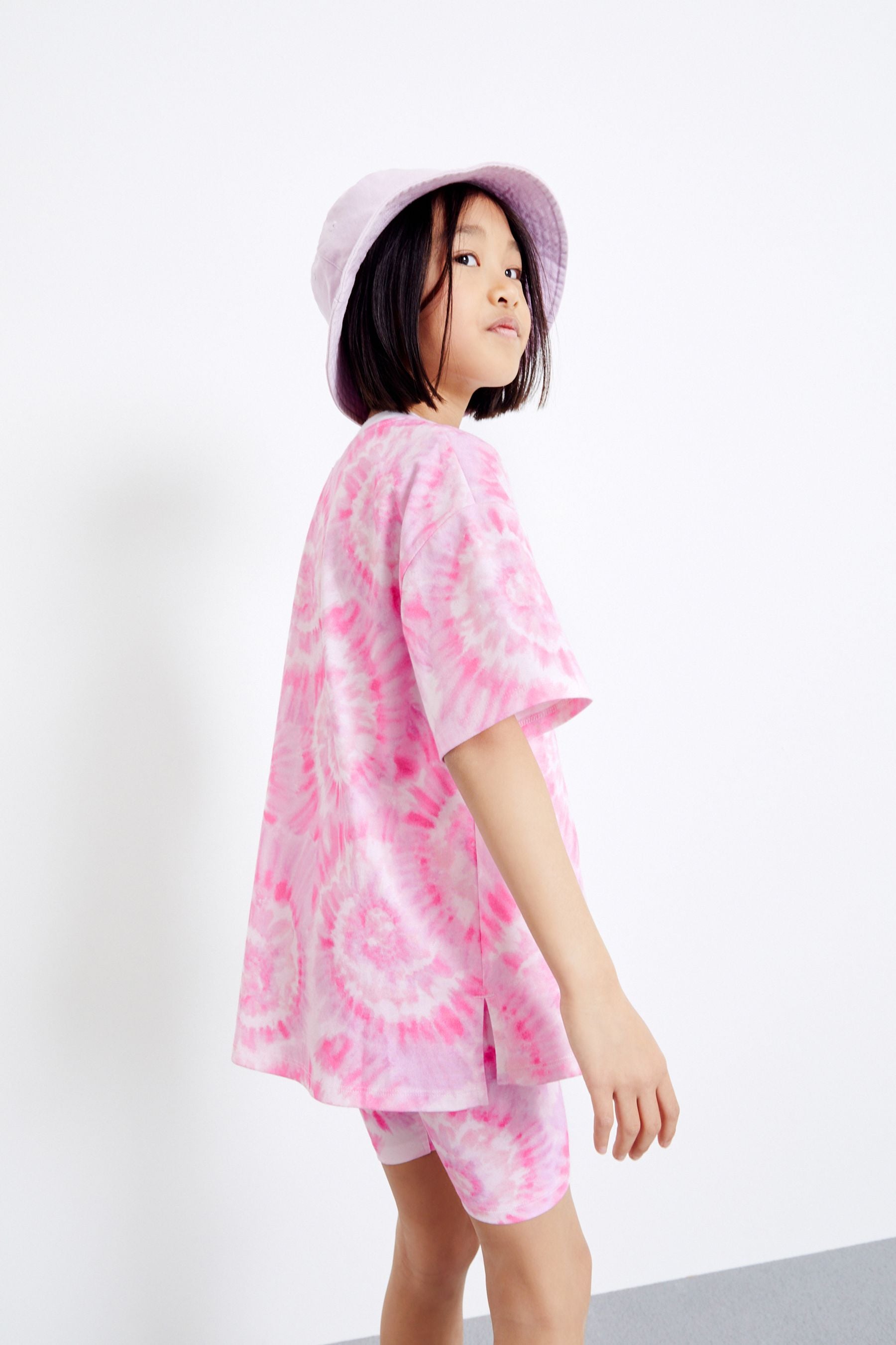 Pink Tie Dye T-Shirt & Cycle Short Set (3-16yrs)