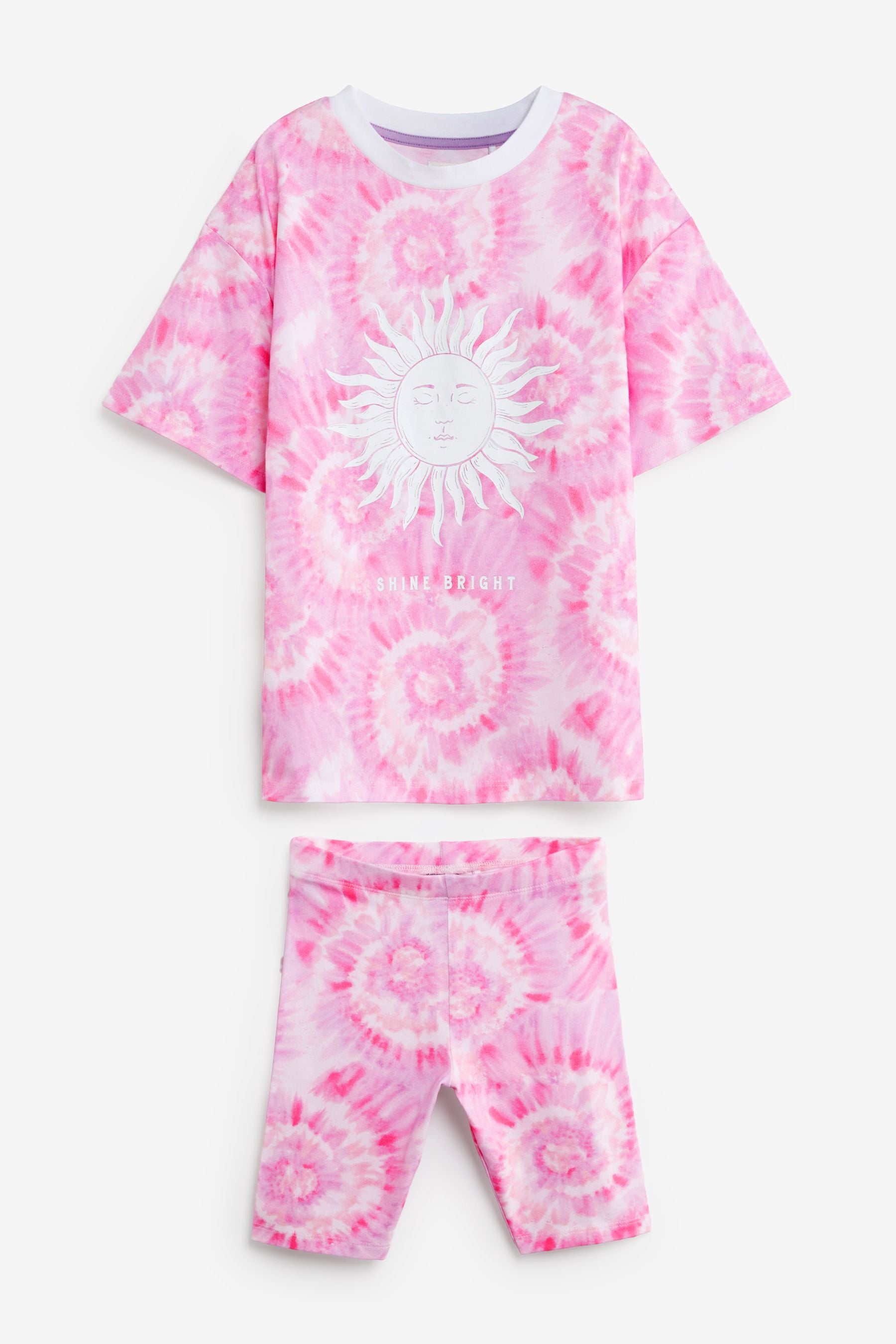 Pink Tie Dye T-Shirt & Cycle Short Set (3-16yrs)