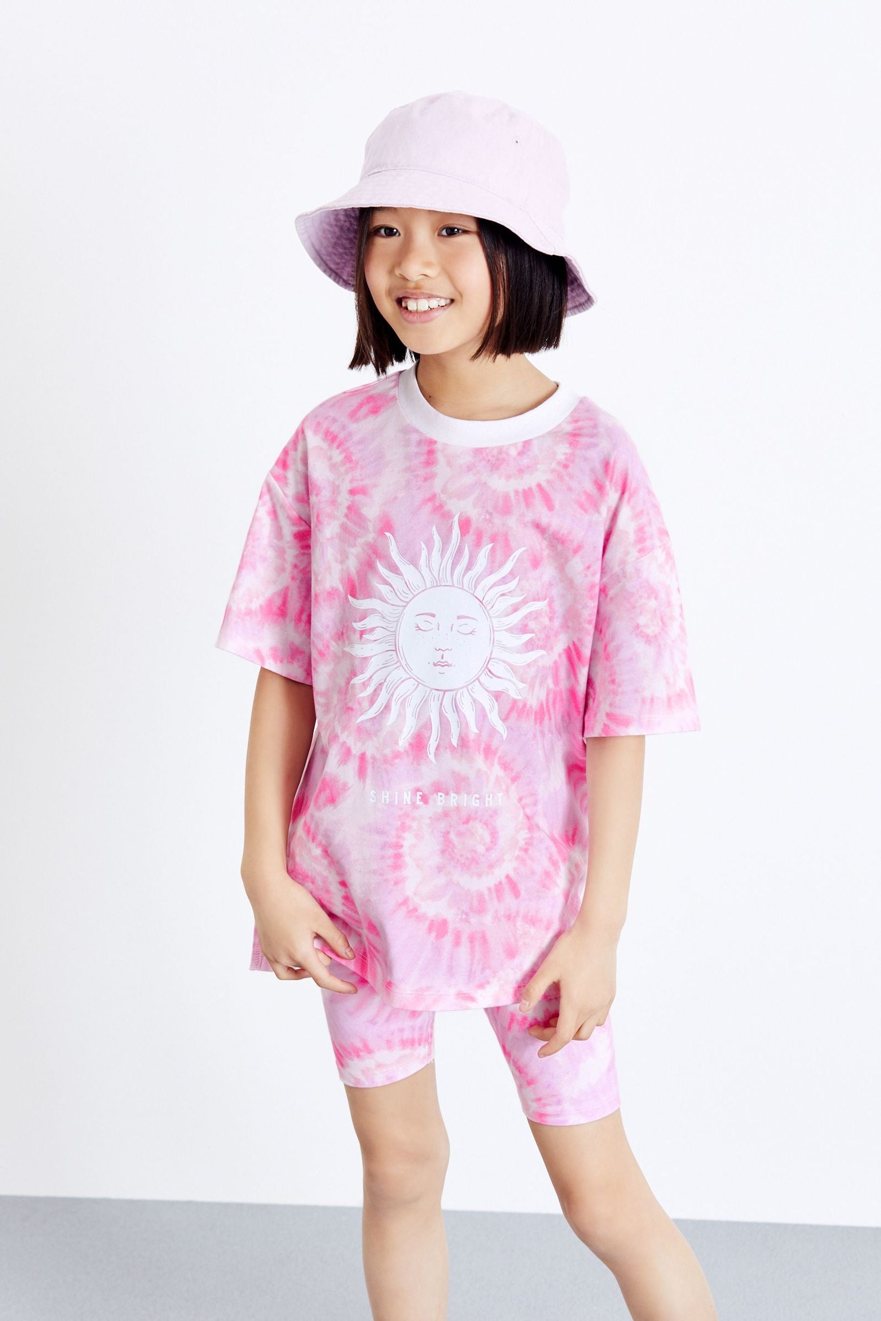 Pink Tie Dye T-Shirt & Cycle Short Set (3-16yrs)