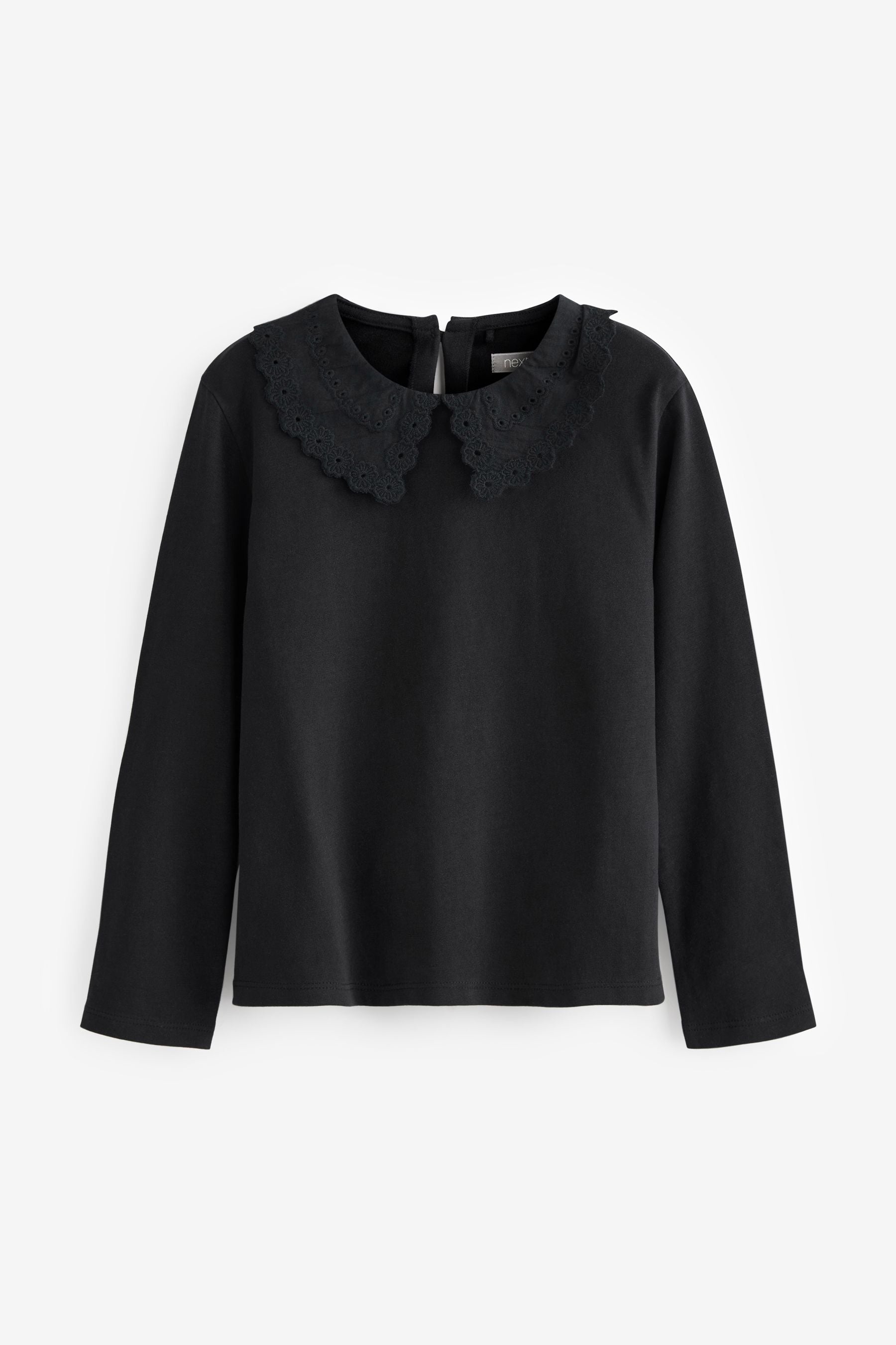 Black/Ecru 2 Pack Embroidered Collar Tops (3-16yrs)