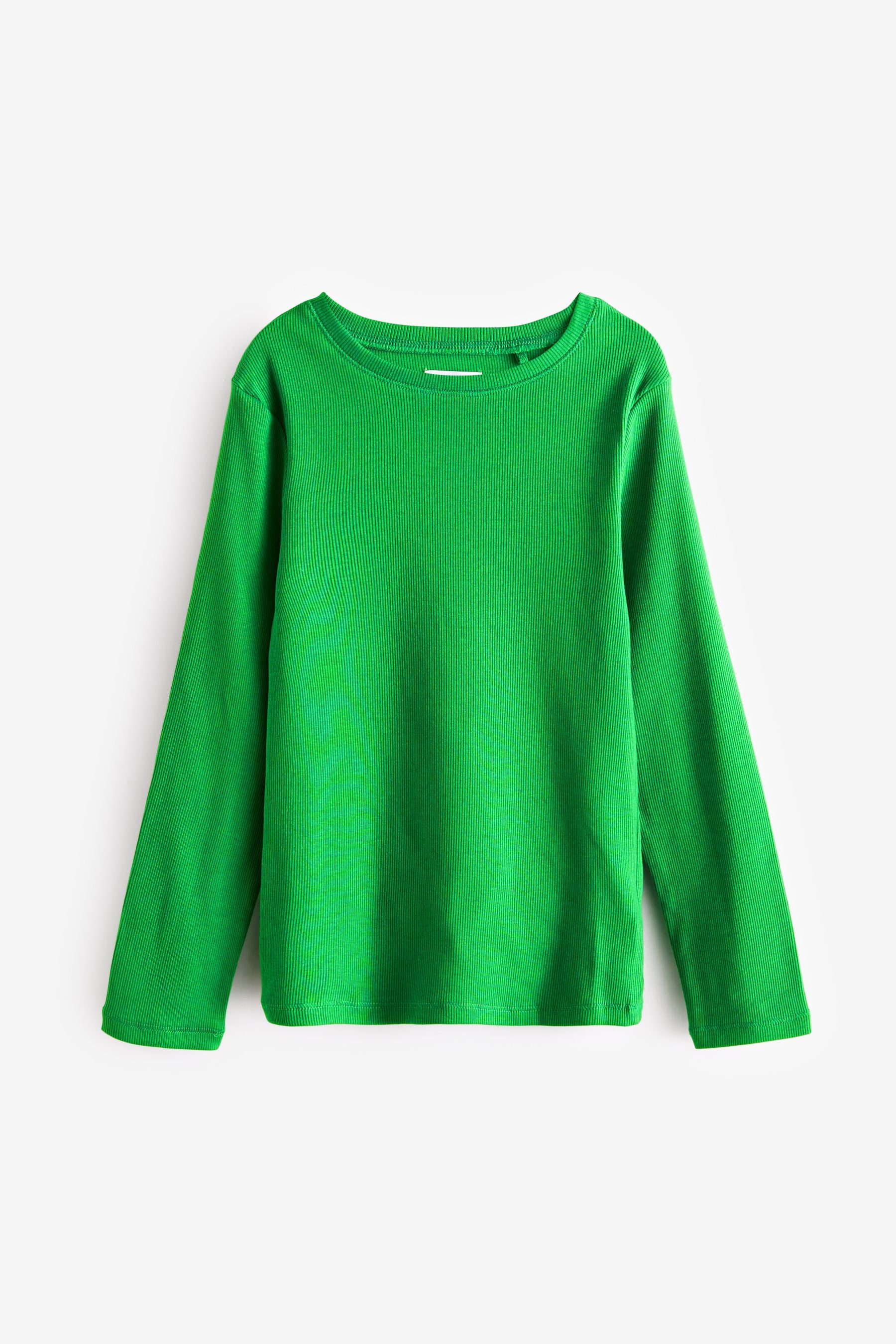 Green Long Sleeve Ribbed Top (3-16yrs)