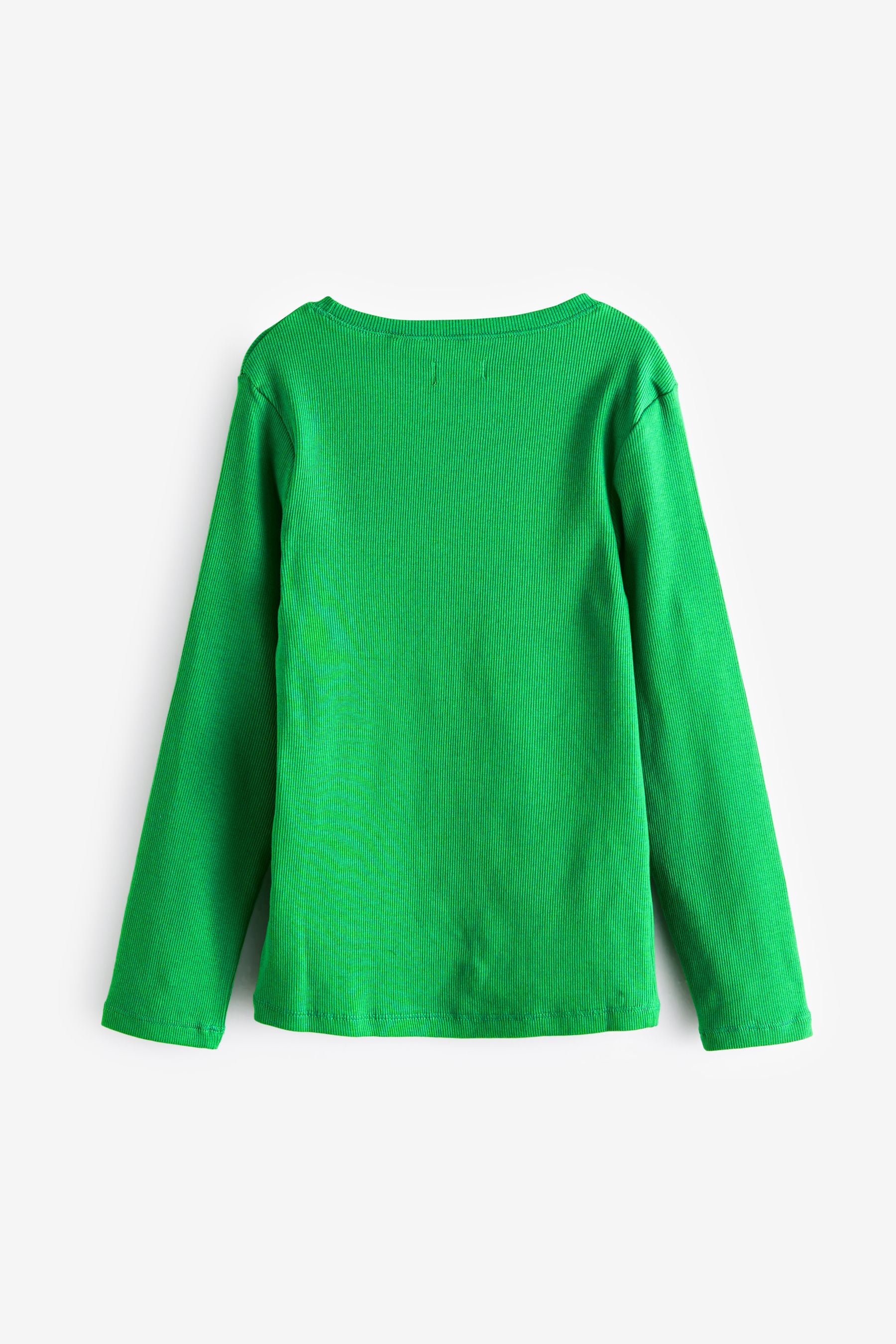 Green Long Sleeve Ribbed Top (3-16yrs)