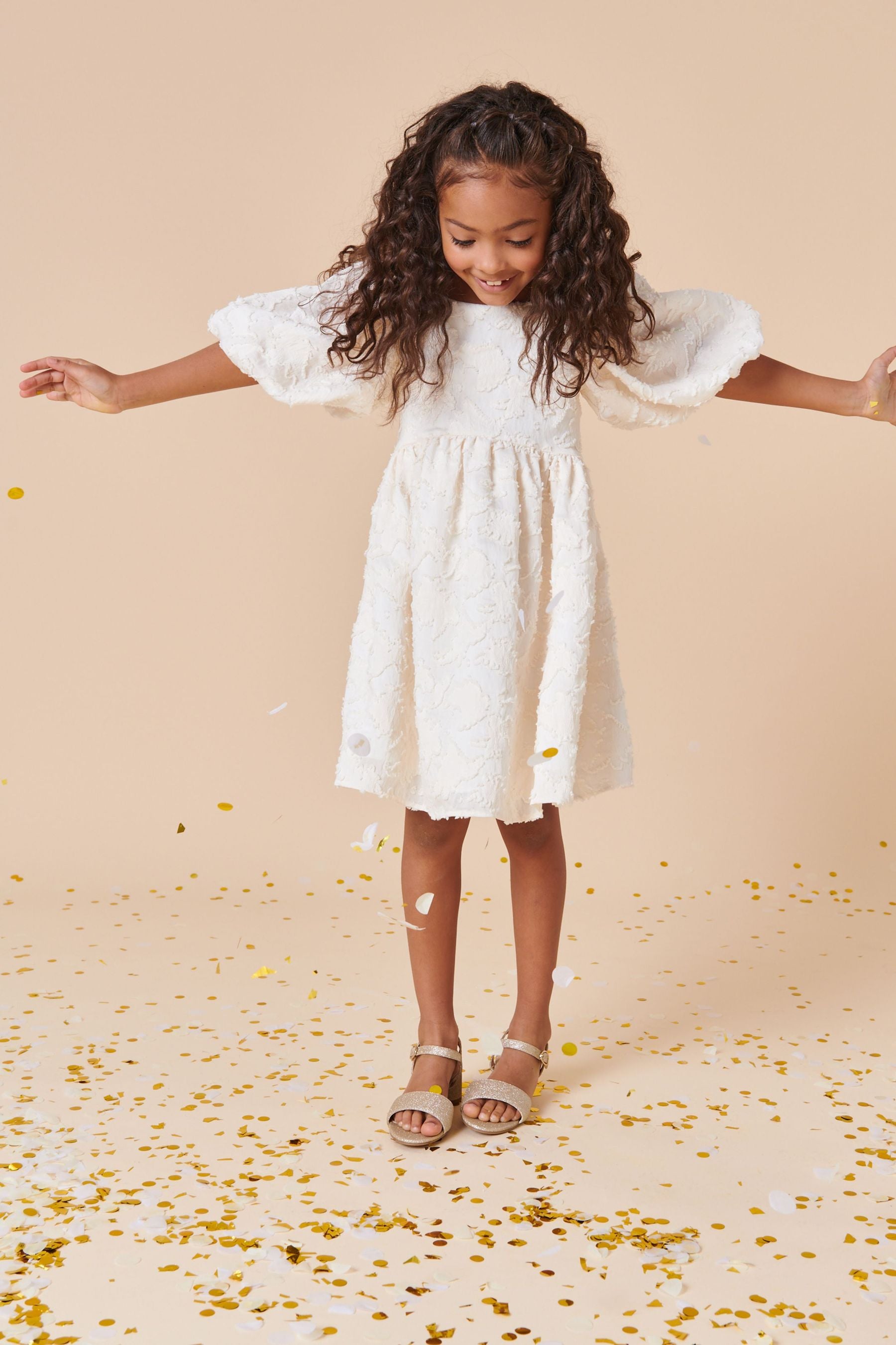 Cream Jacquard Dress (3-16yrs)