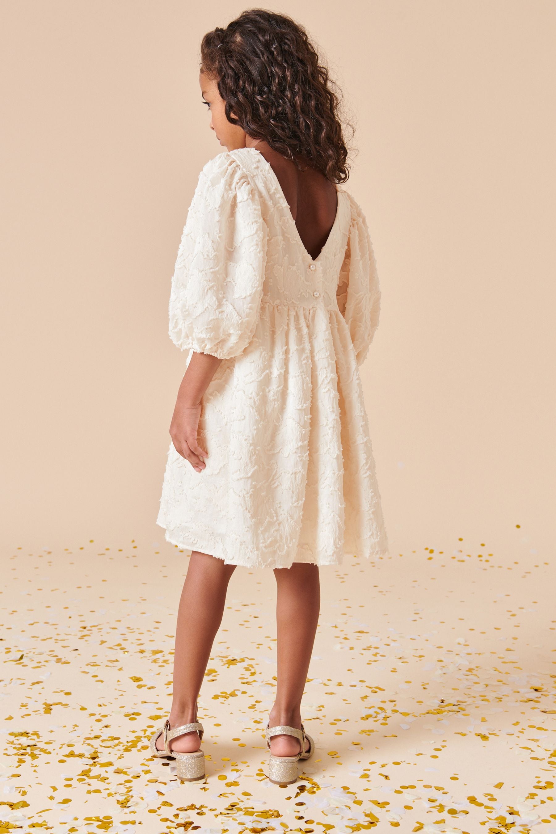 Cream Jacquard Dress (3-16yrs)