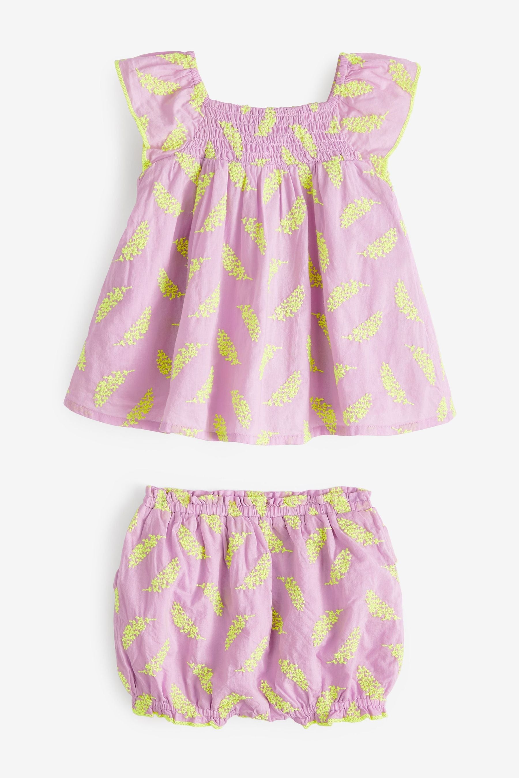 Lilac Purple/Green 2 Piece Baby Top And Shorts Set (0mths-2yrs)