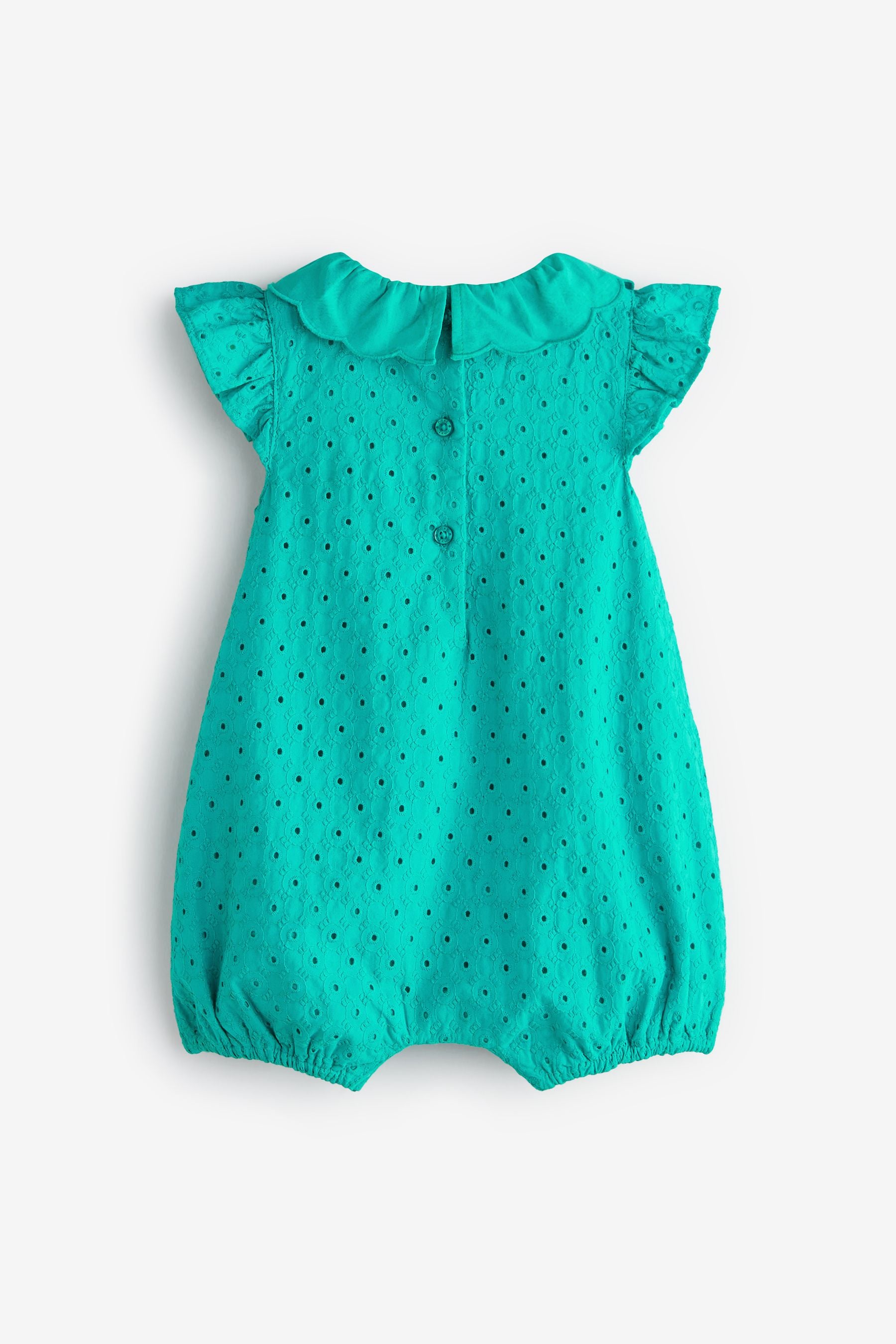 Teal Blue Baby 2 Piece Broidery Romper and Hat Set (0mths-2yrs)