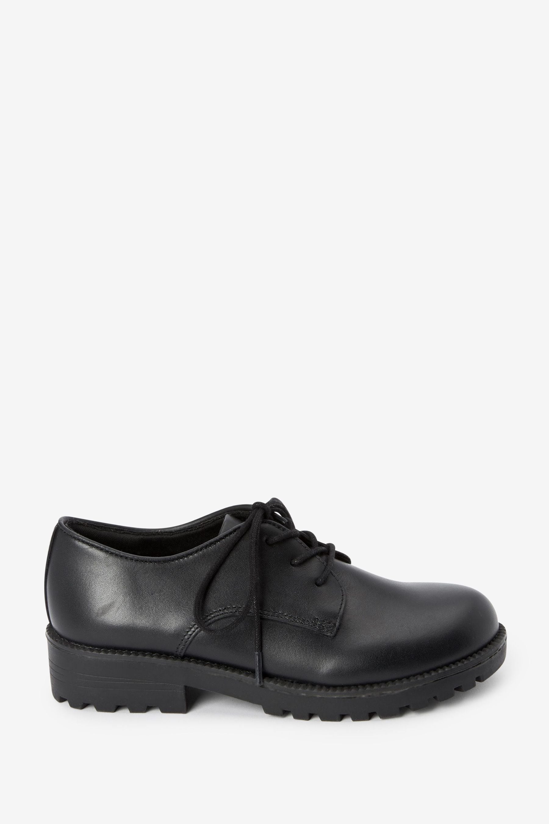 Black School Leather Lace-Up Shoes