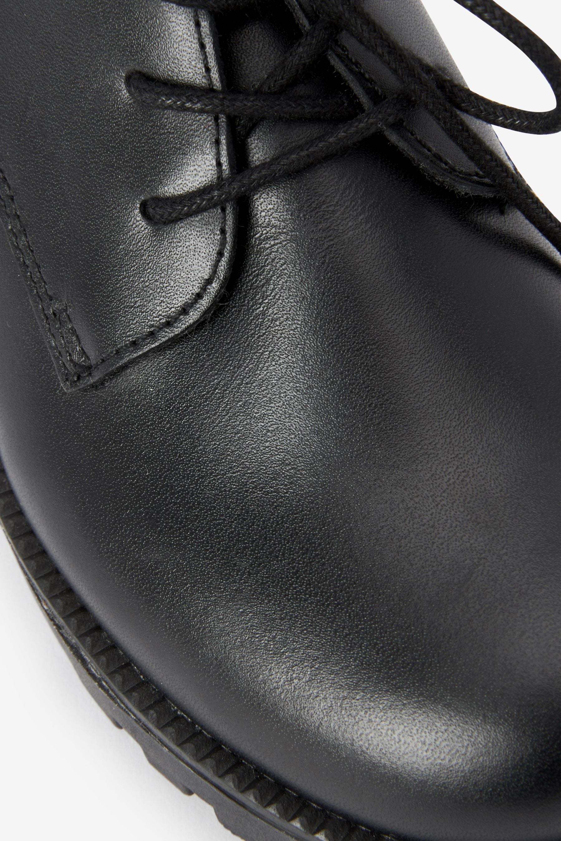 Black School Leather Lace-Up Shoes