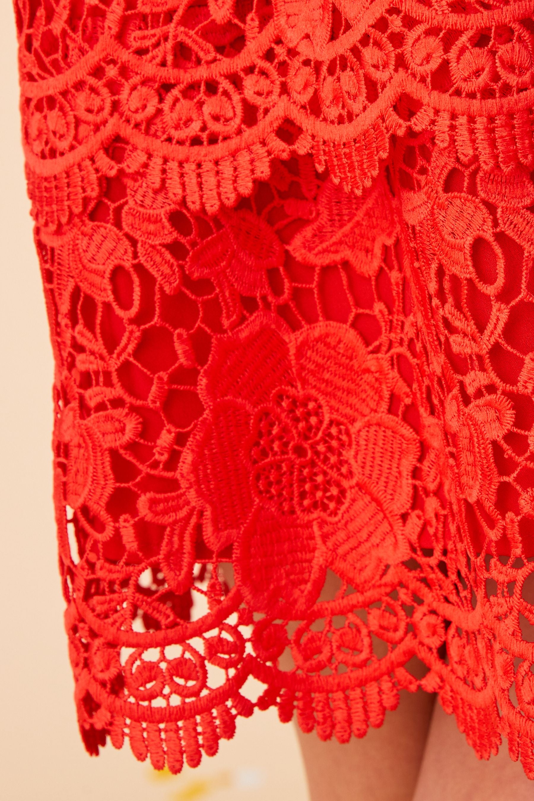 Red Lace Peplum Dress (3-16yrs)