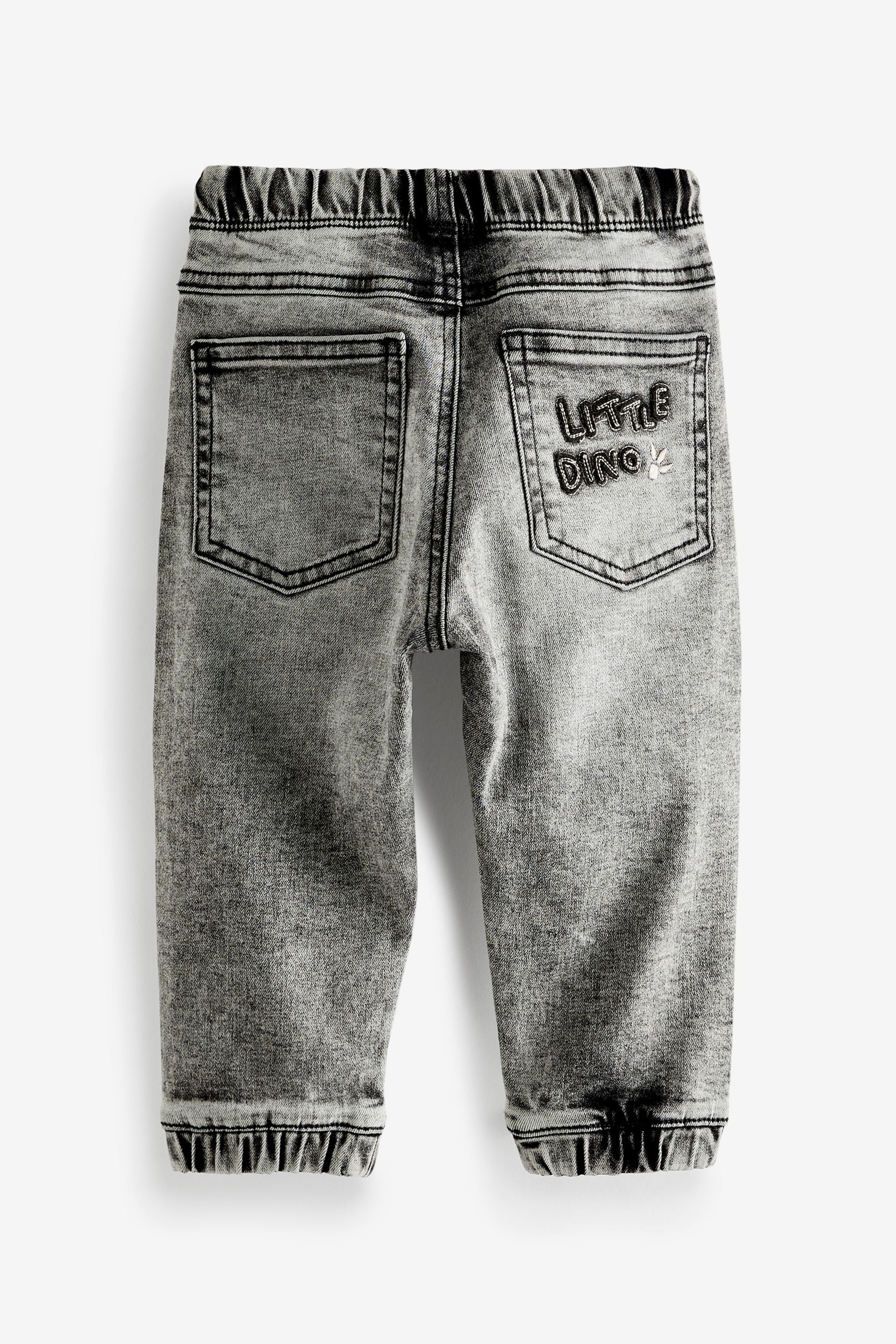 Grey Acid Wash Dinosaur Pull-On Jeans (3mths-7yrs)