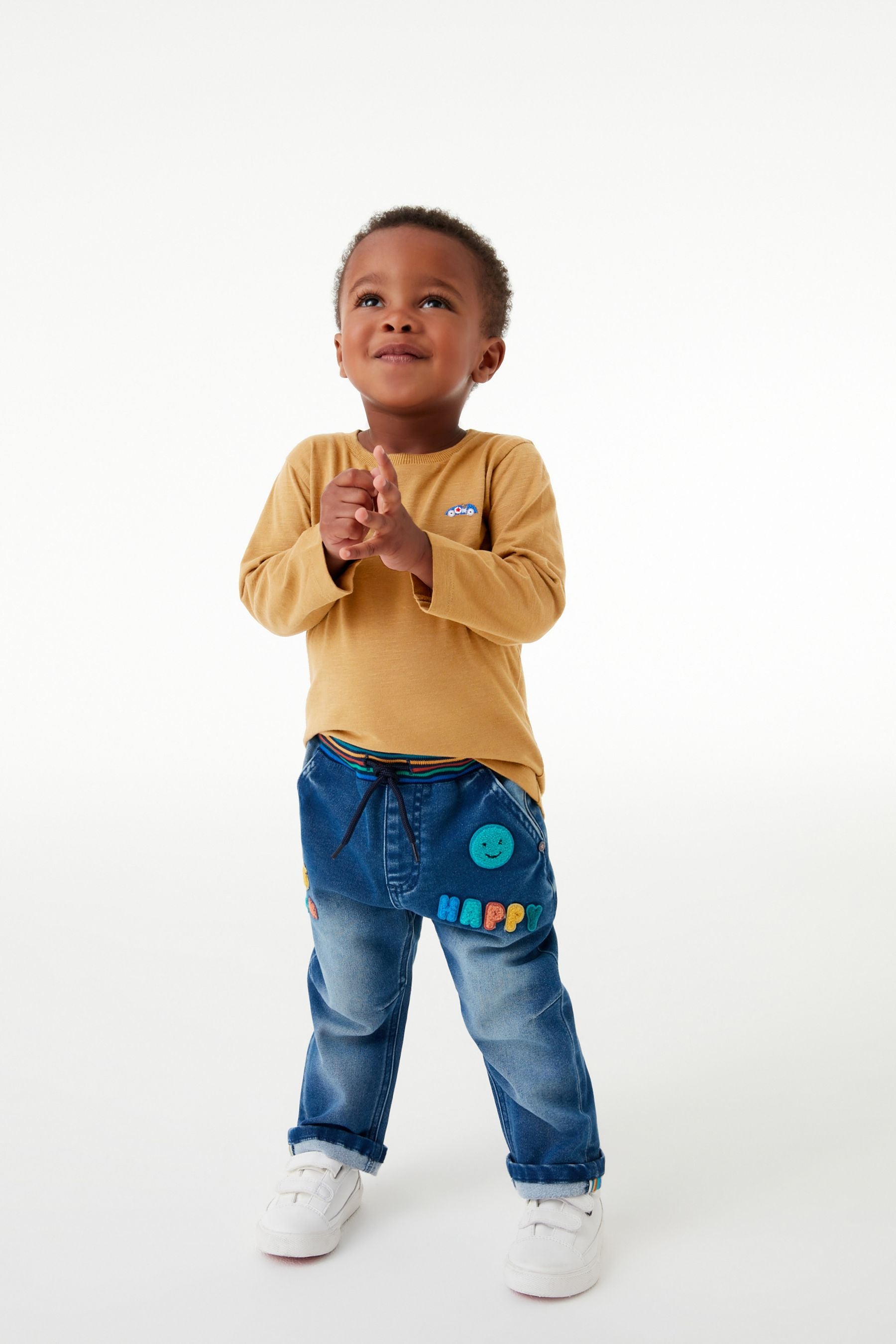 Mid Blue Rib Waist Character Pull-On Jeans (3mths-7yrs)