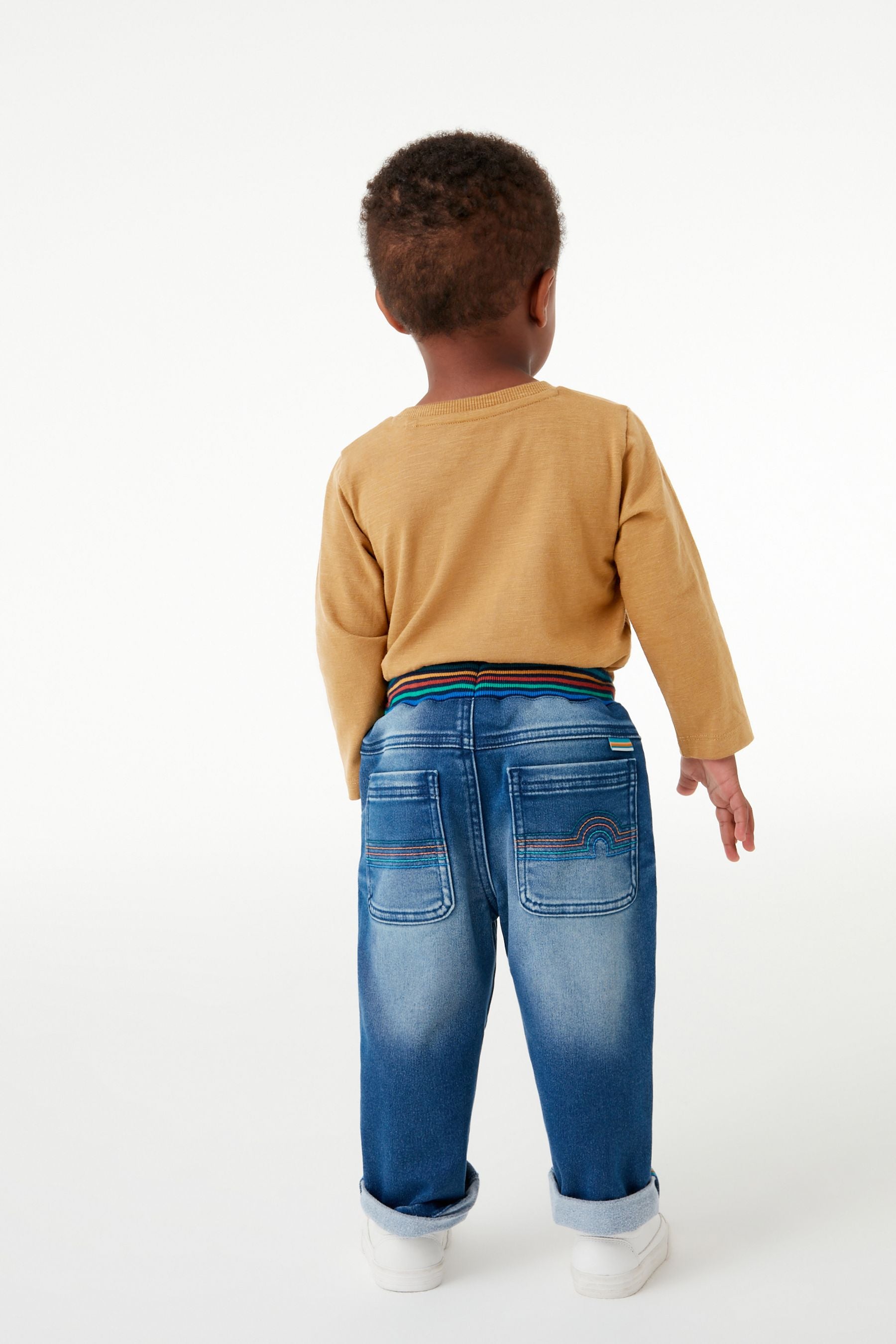 Mid Blue Rib Waist Character Pull-On Jeans (3mths-7yrs)