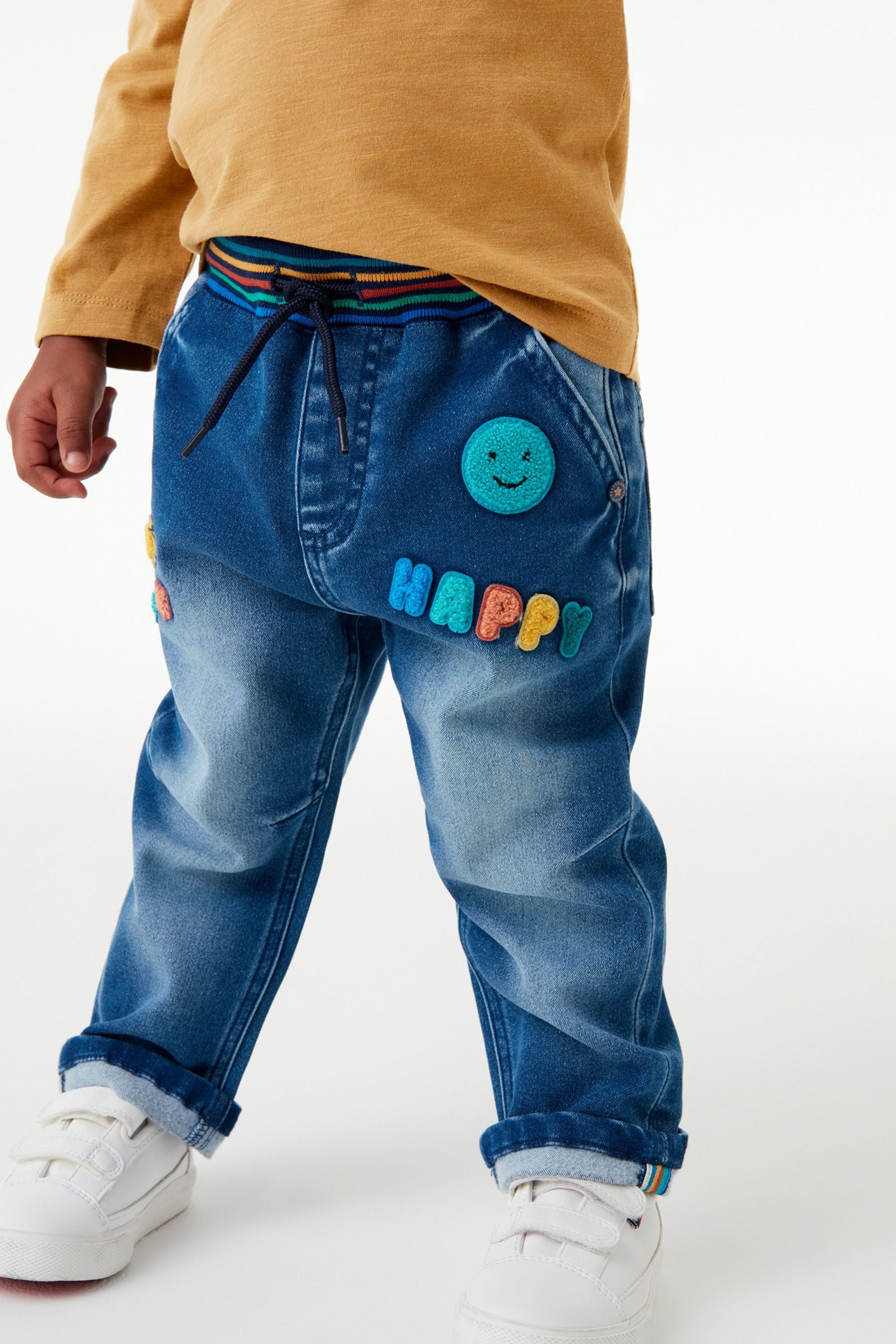 Mid Blue Rib Waist Character Pull-On Jeans (3mths-7yrs)